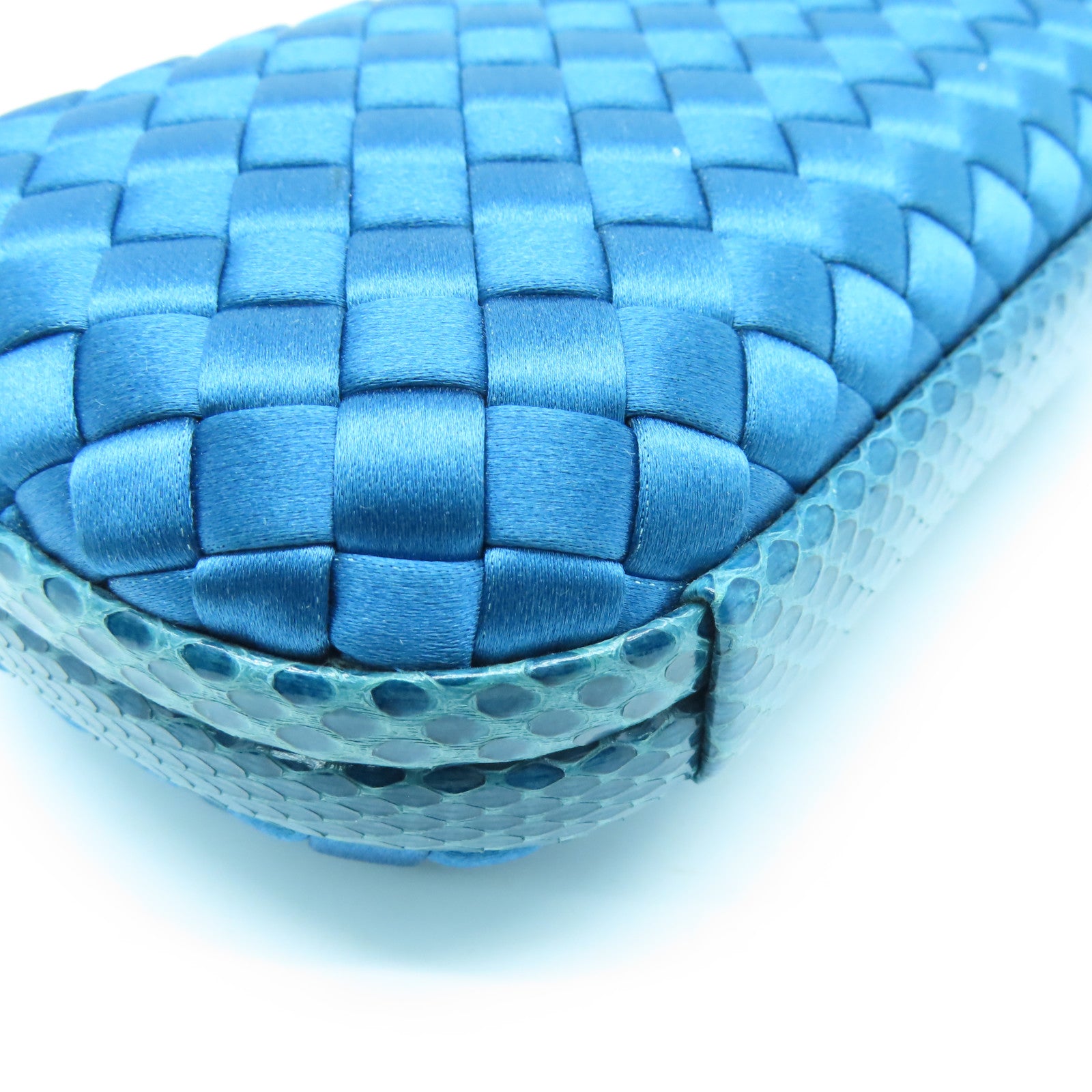 BOTTEGA VENETA Satin Knot Clutch Bag Blue