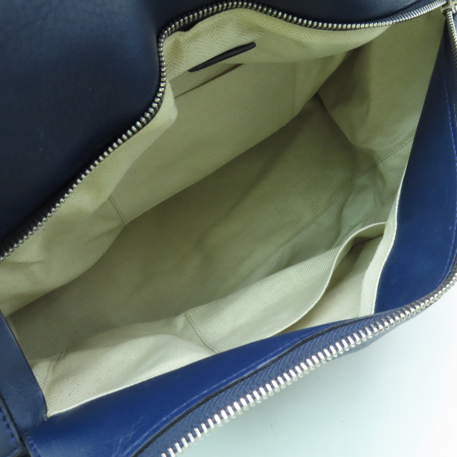 LOEWE Cowhide Leather Puzzle Large Silver Buckle Handle Shoulder Backpack Dark Blue