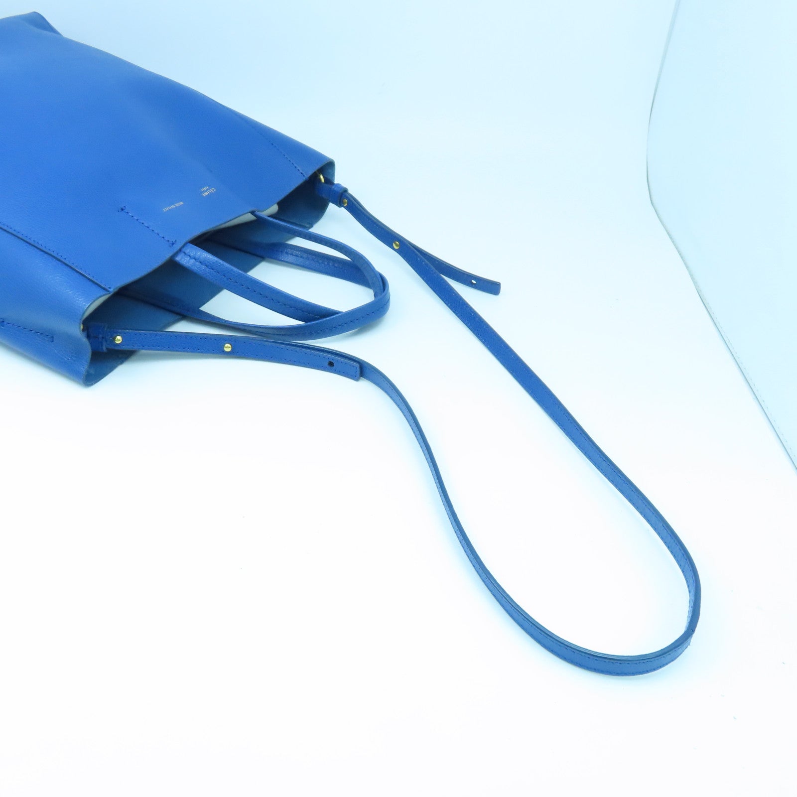 CELINE cowhide leather Shoulder Bag gold buckle shoulder bag blue