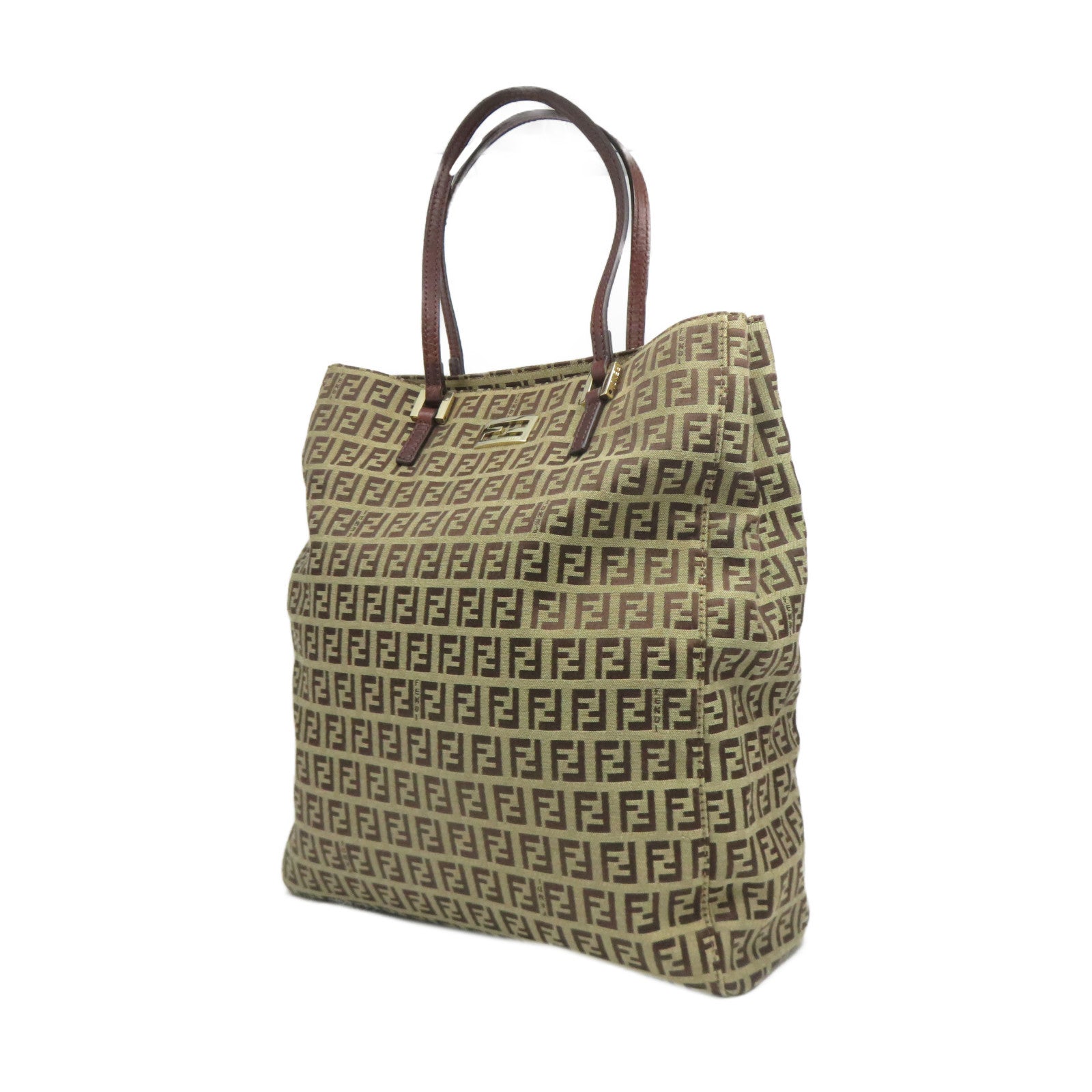 FENDI 帆布Vintage Tote Bag金扣手挽袋啡色