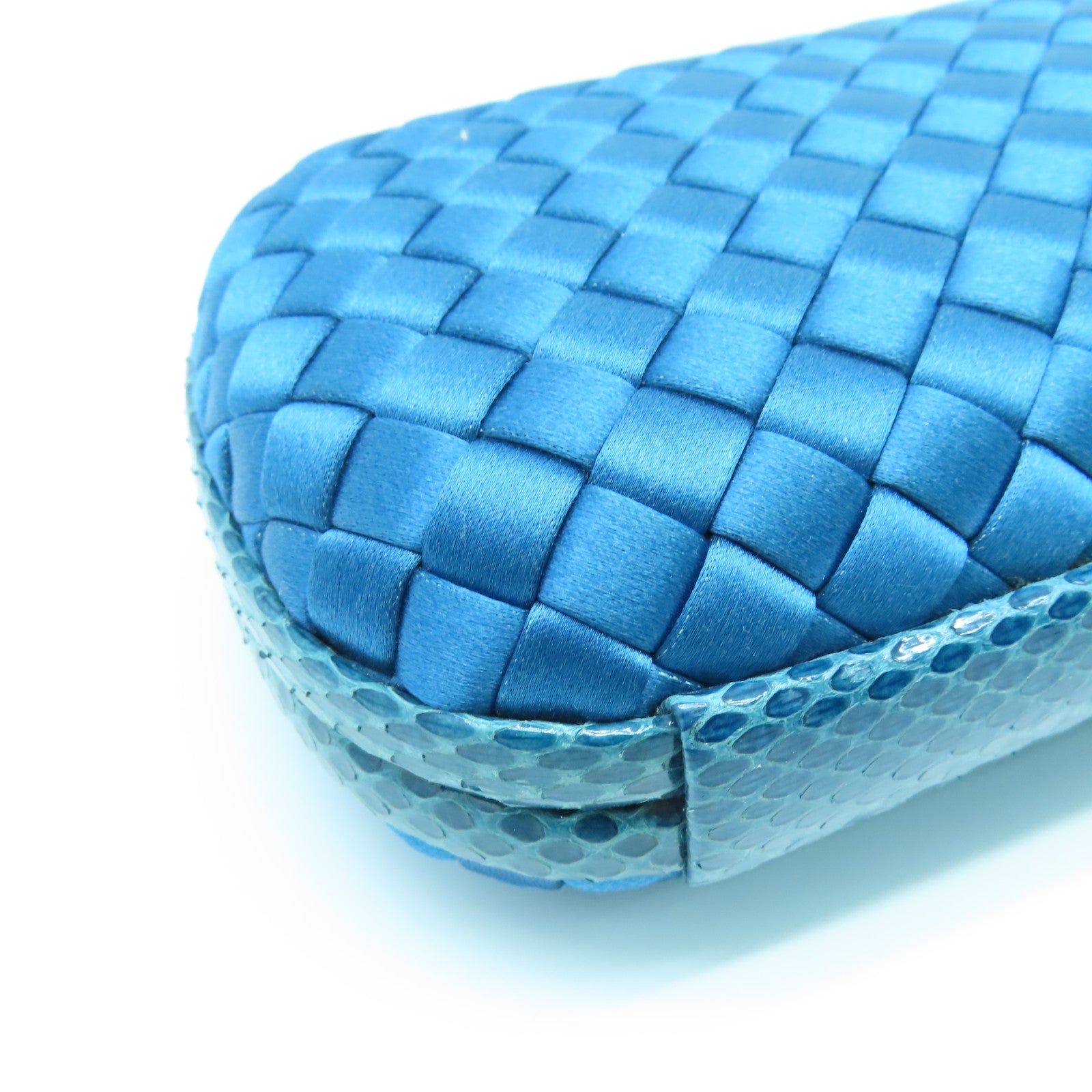 BOTTEGA VENETA Satin Knot Clutch Bag Blue