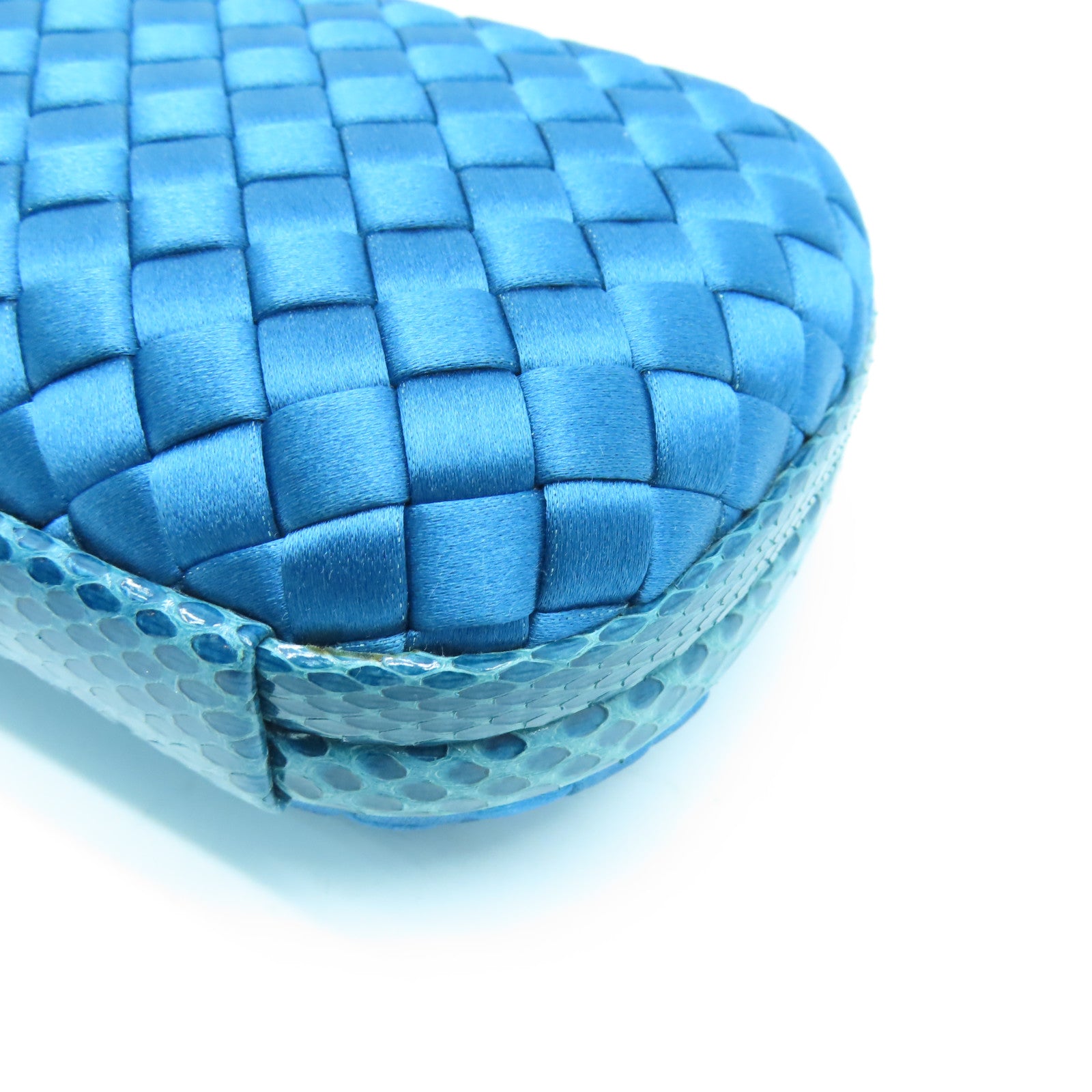 BOTTEGA VENETA Satin Knot Clutch Bag Blue