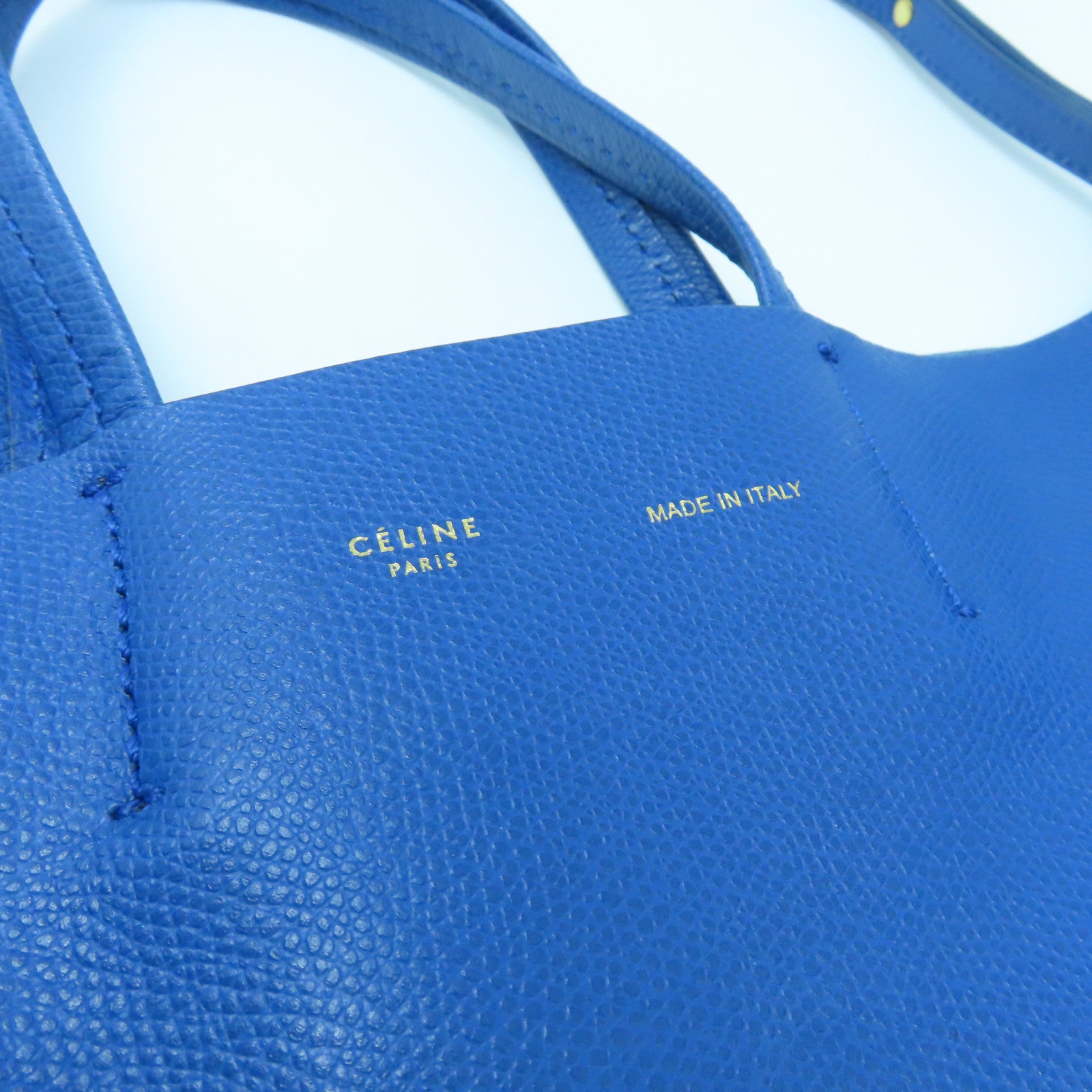 CELINE cowhide leather Shoulder Bag gold buckle shoulder bag blue