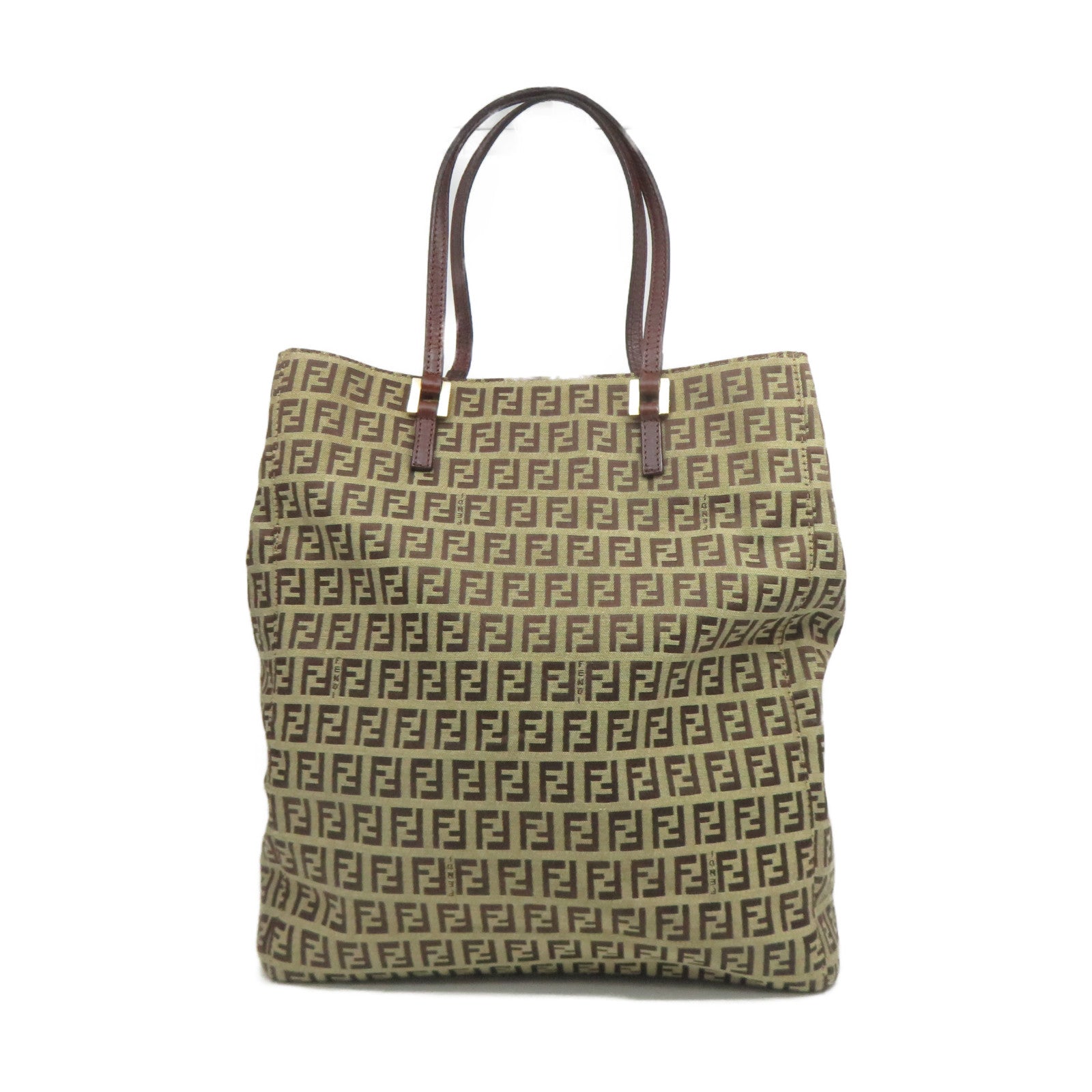FENDI 帆布Vintage Tote Bag金扣手挽袋啡色
