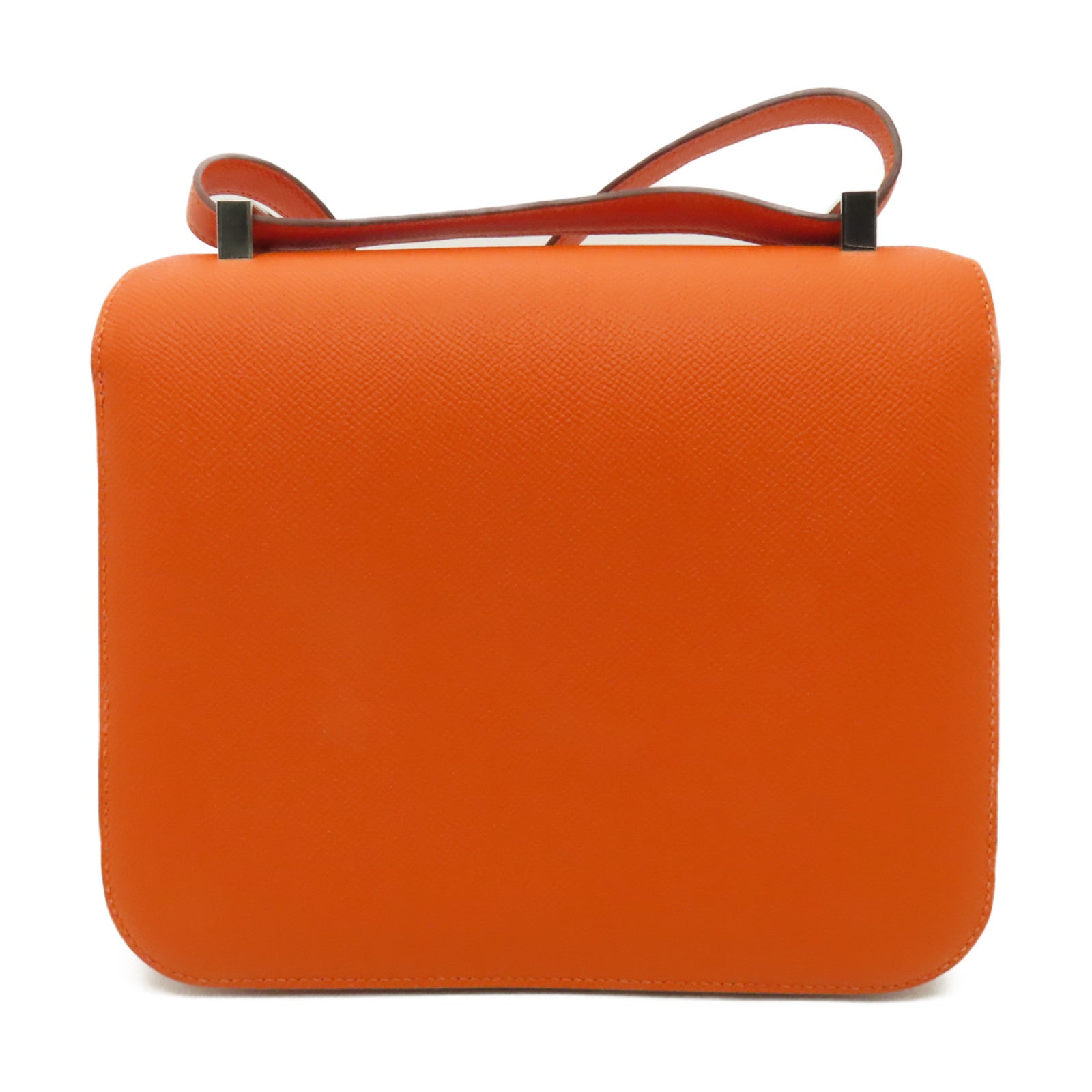 HERMES Epsom皮革Constance 24銀扣肩背袋Feu橙色