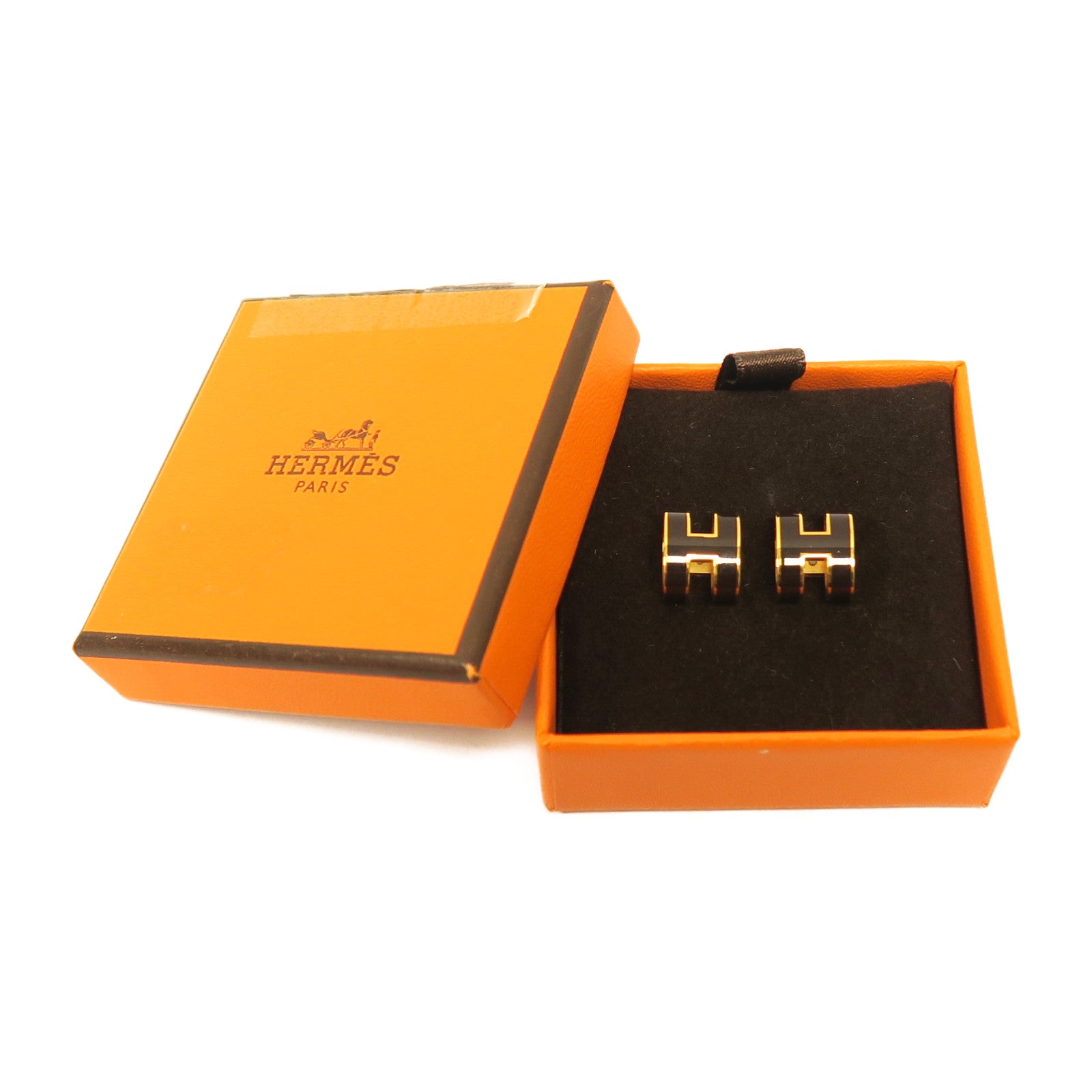 HERMES 金屬Pop H耳環啡色