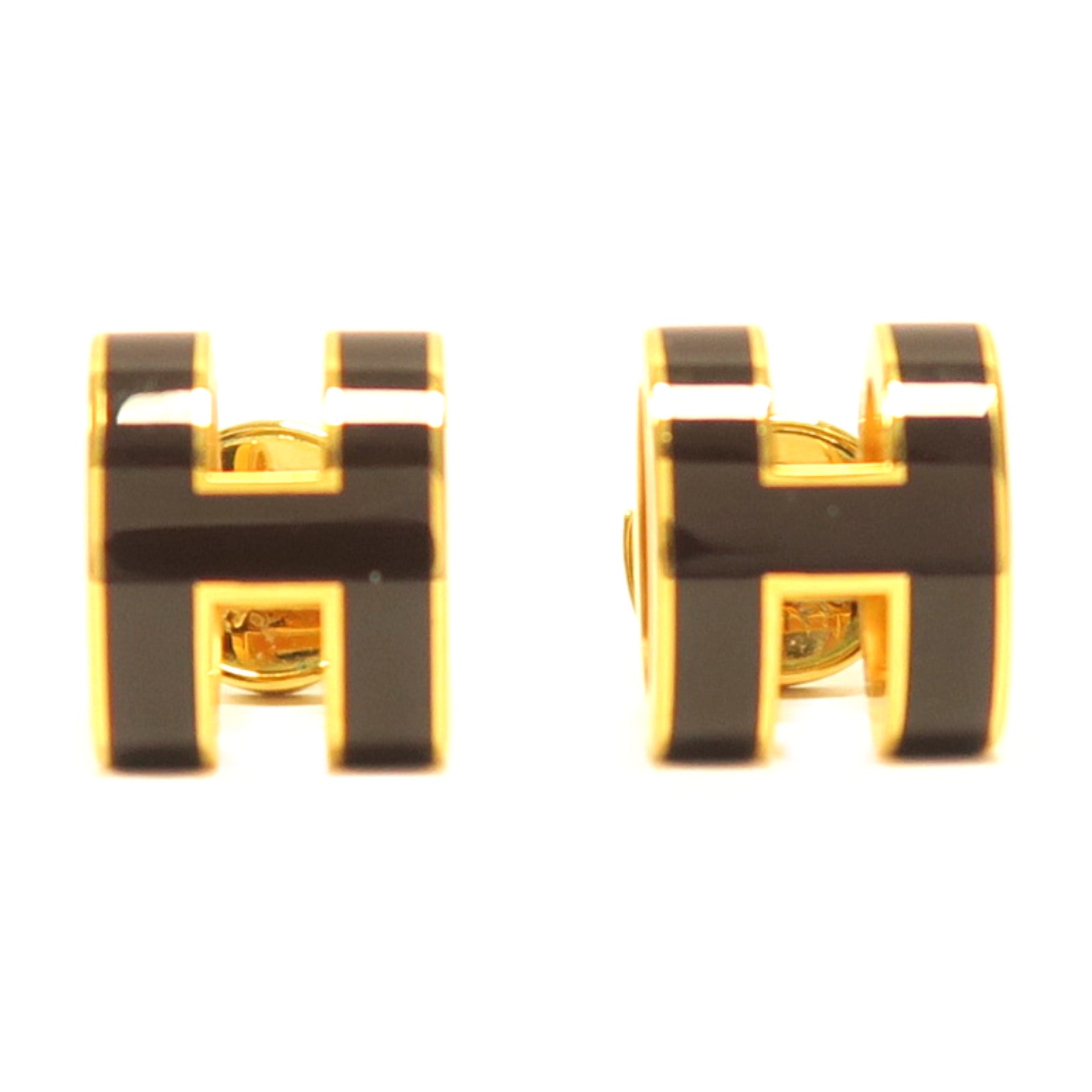 HERMES 金屬Pop H耳環啡色