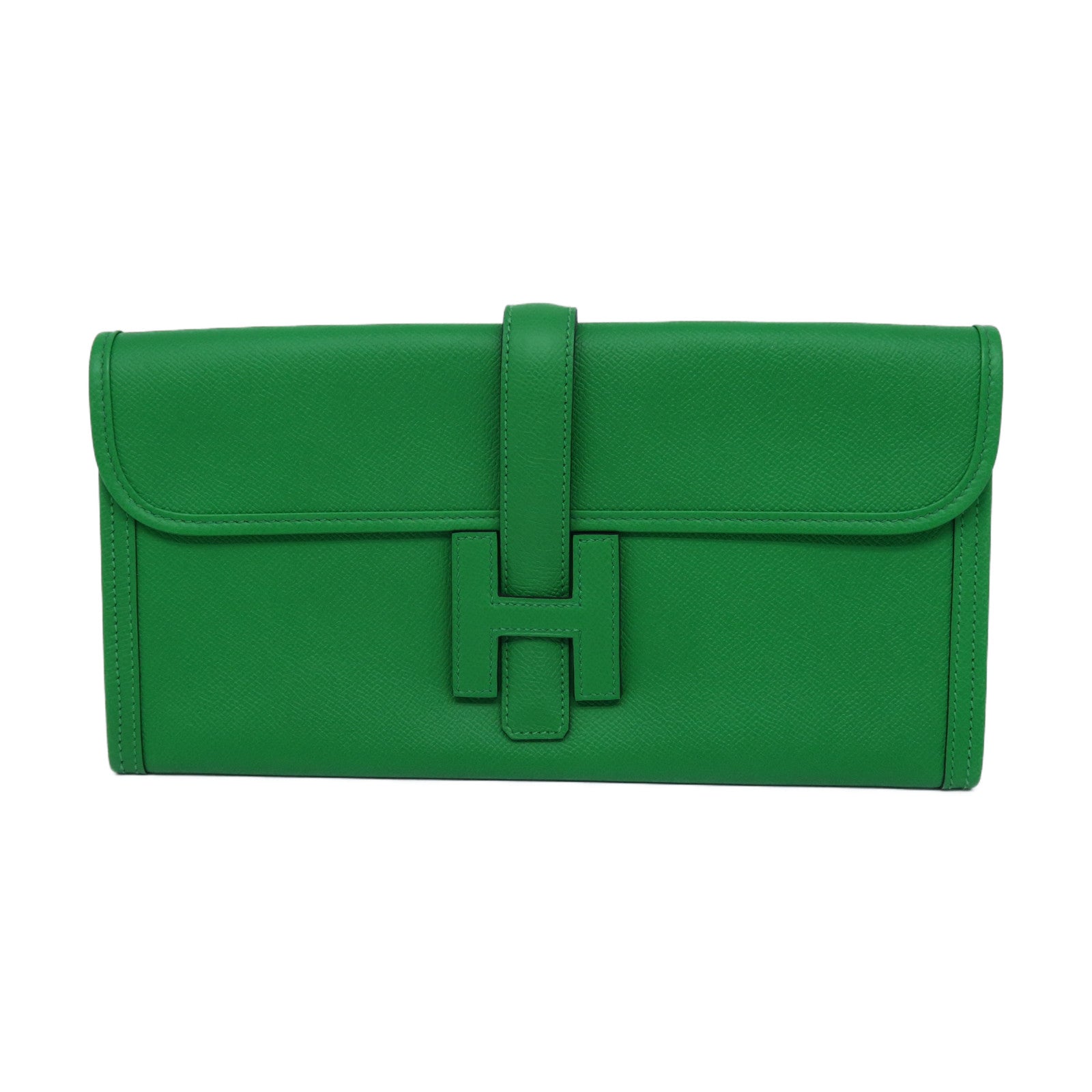 HERMES Epsom皮革Jije GM手拿包綠色