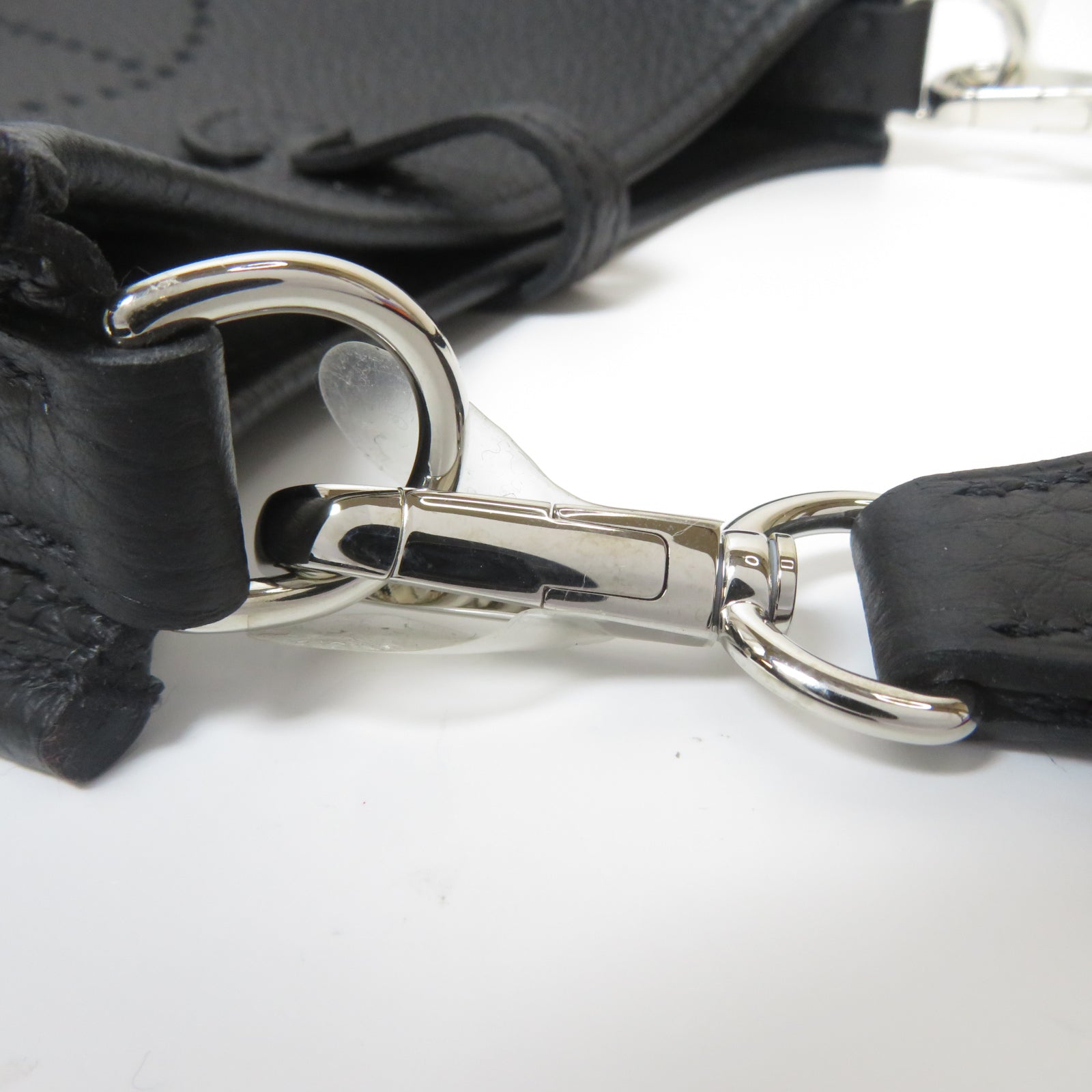 HERMES Clemence皮革Evelyne TPM銀扣肩背袋Noir黑色