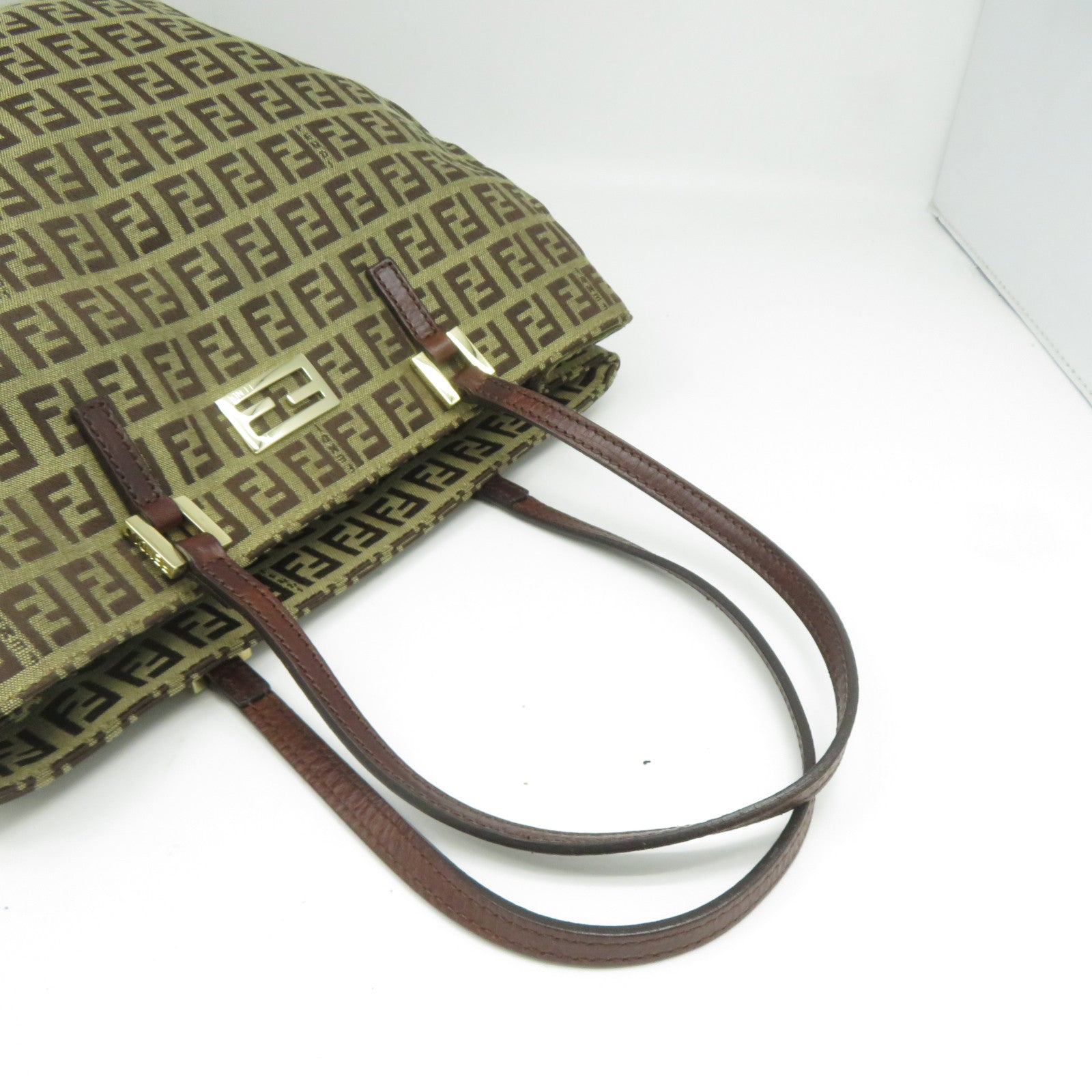 FENDI 帆布Vintage Tote Bag金扣手挽袋啡色