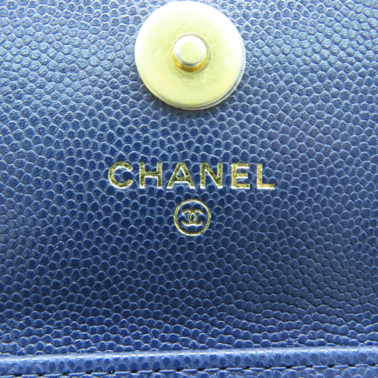 CHANEL 菱格Caviar皮革Chain Shoulder Bag金扣链带肩背袋蓝色