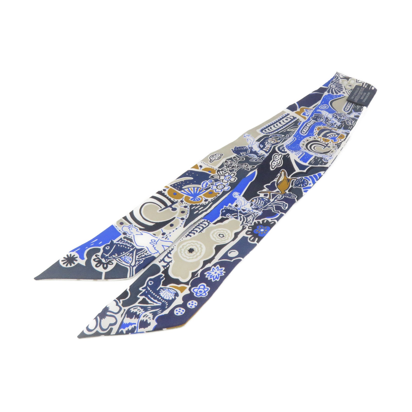 HERMES 丝质Twilly Scarf丝巾蓝色/啡色/彩色