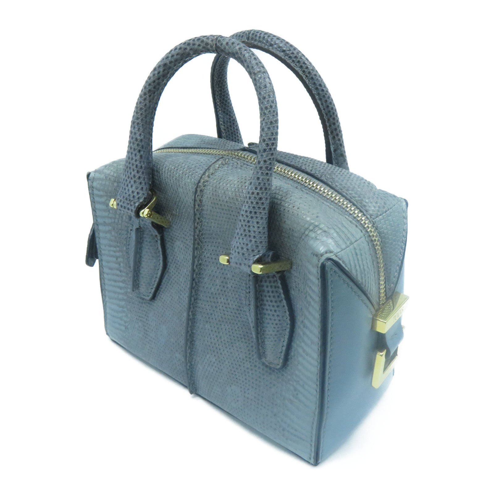 TOD’S 牛皮皮革2 Way Shoulder金扣手挽肩背兩用袋藍色