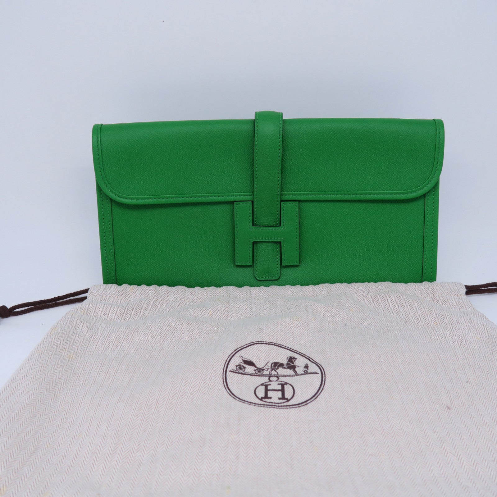 HERMES Epsom皮革Jije GM手拿包綠色
