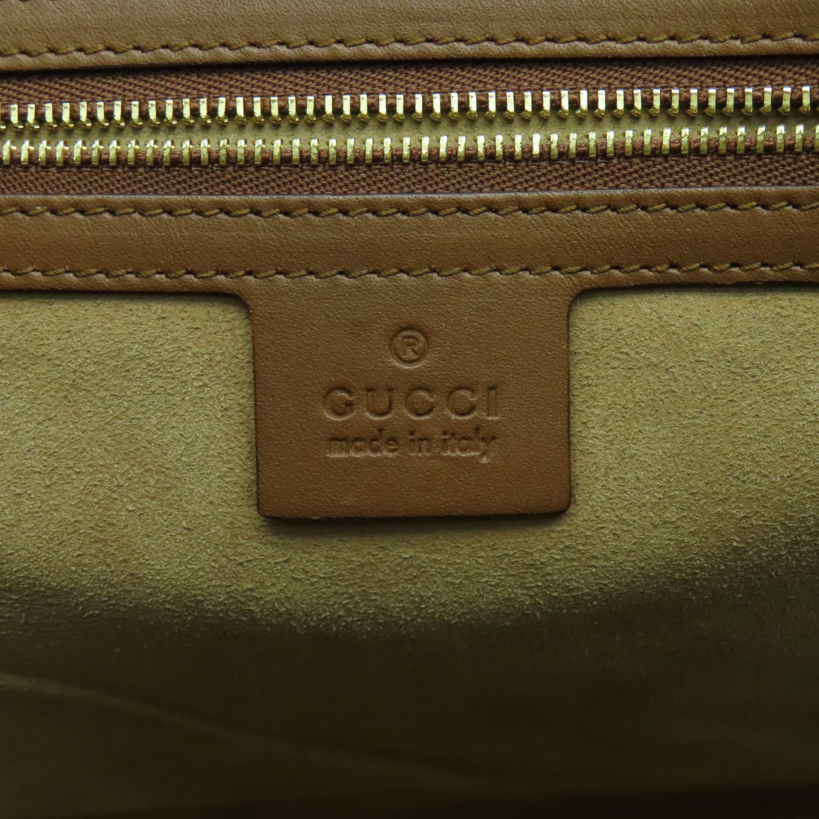 GUCCI PVC涂层帆布Chain Shoulder金扣链带肩背袋棕色