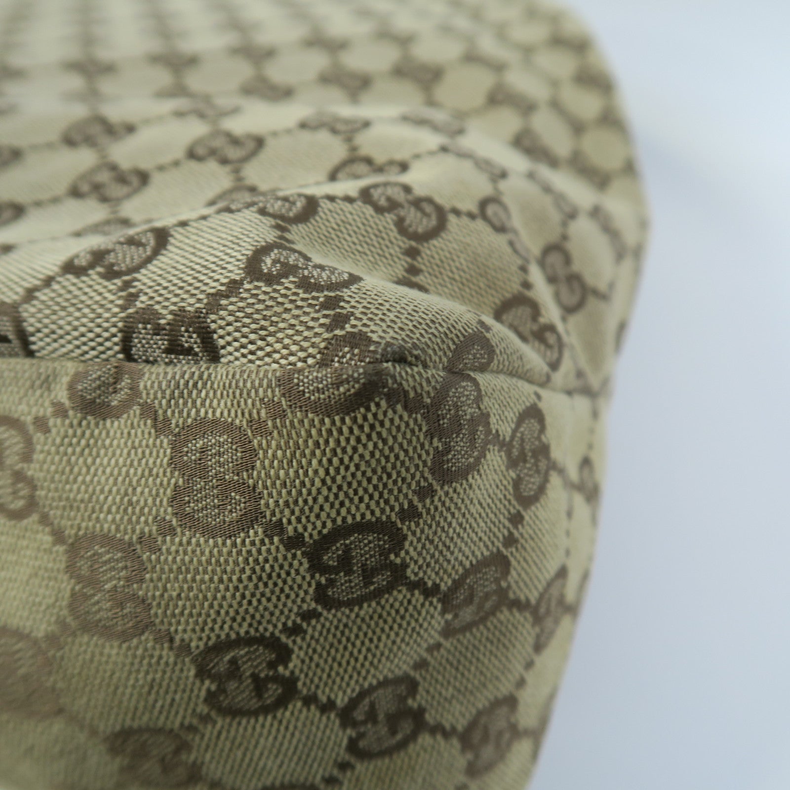 GUCCI 帆布Large Horsebit Hobo Bag金扣肩背袋啡色/綠色