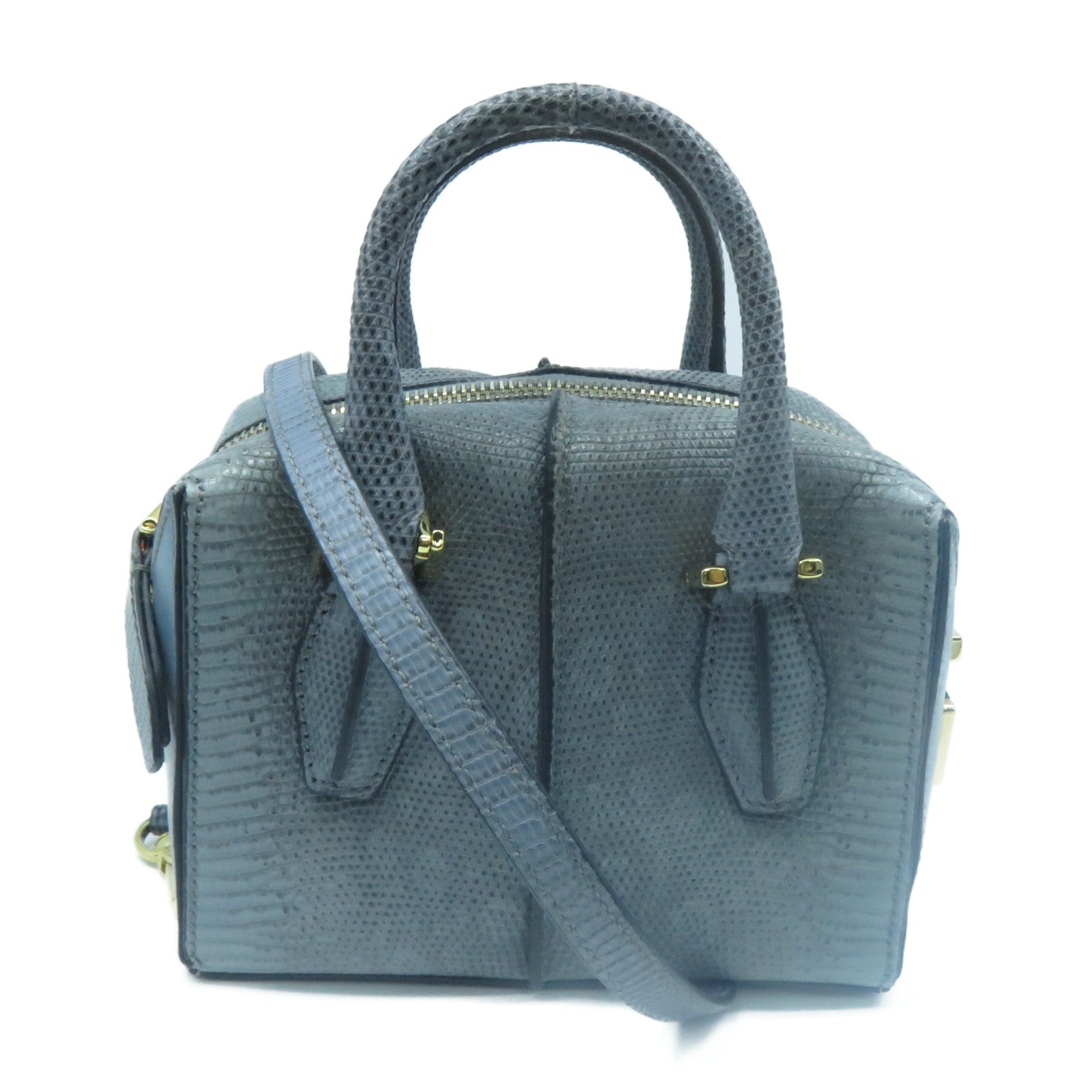 TOD’S 牛皮皮革2 Way Shoulder金扣手挽肩背兩用袋藍色