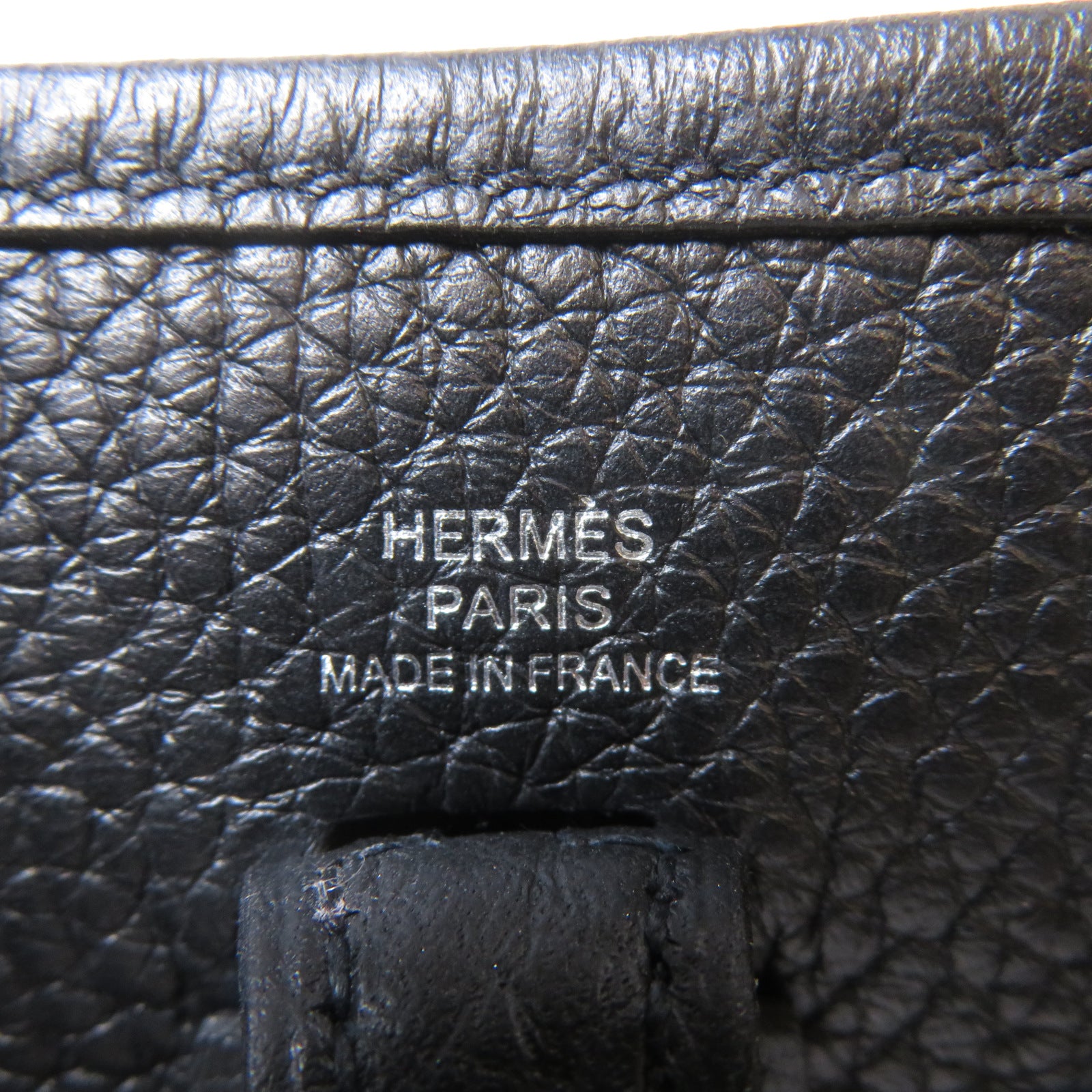 HERMES Clemence皮革Evelyne TPM銀扣肩背袋Noir黑色