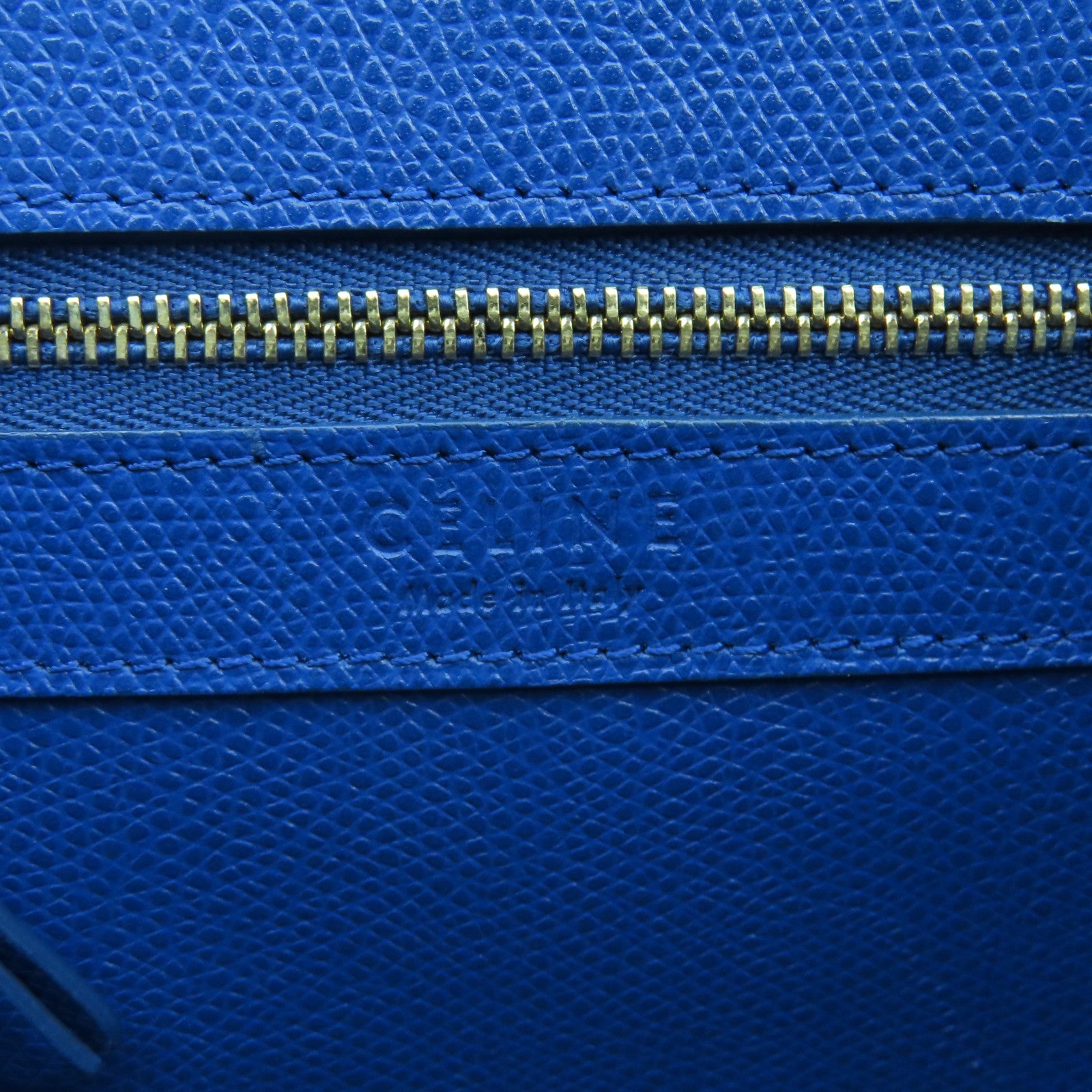 CELINE cowhide leather Shoulder Bag gold buckle shoulder bag blue