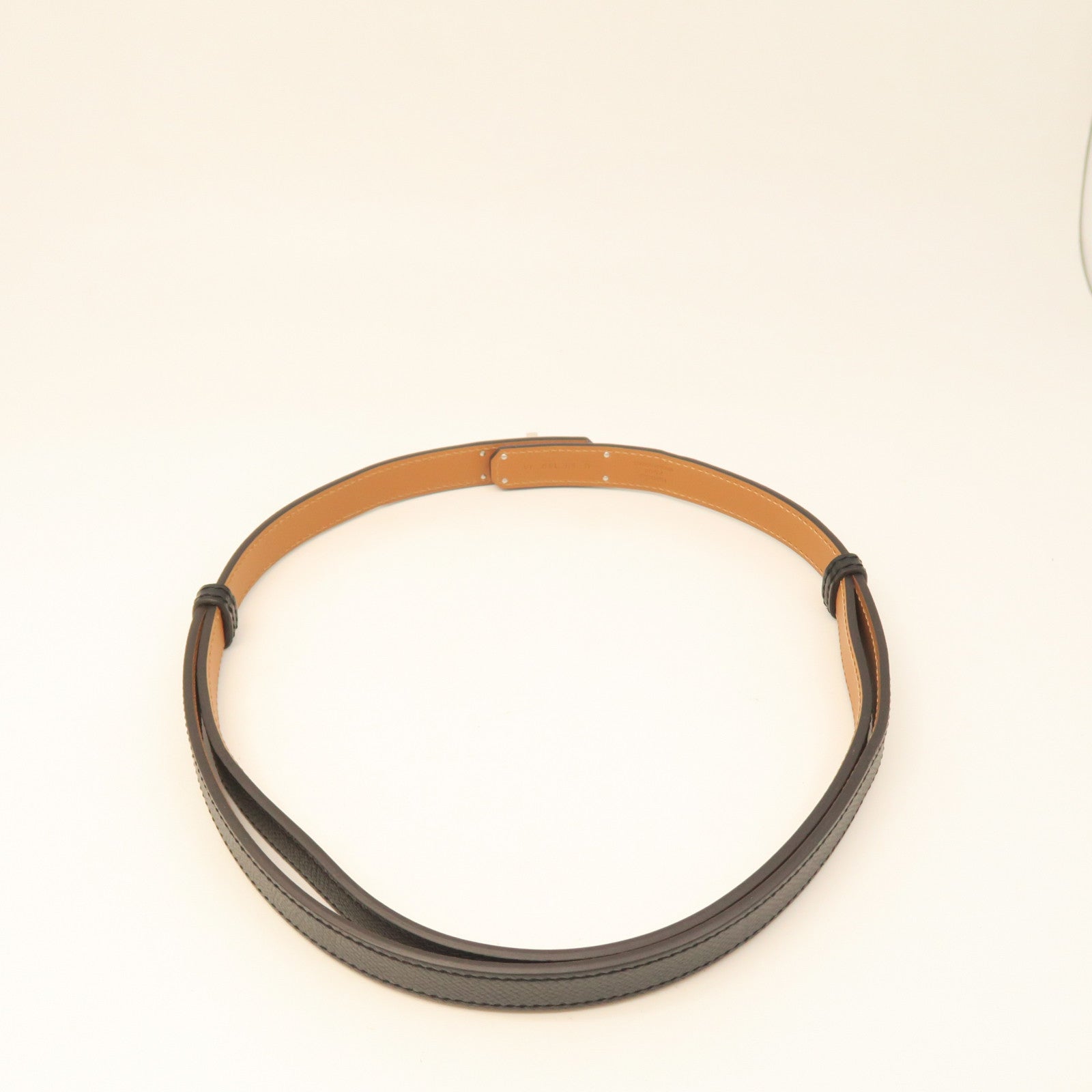 HERMES Veau Epsom Leather Kelly Belt Silver Buckle Belt Black