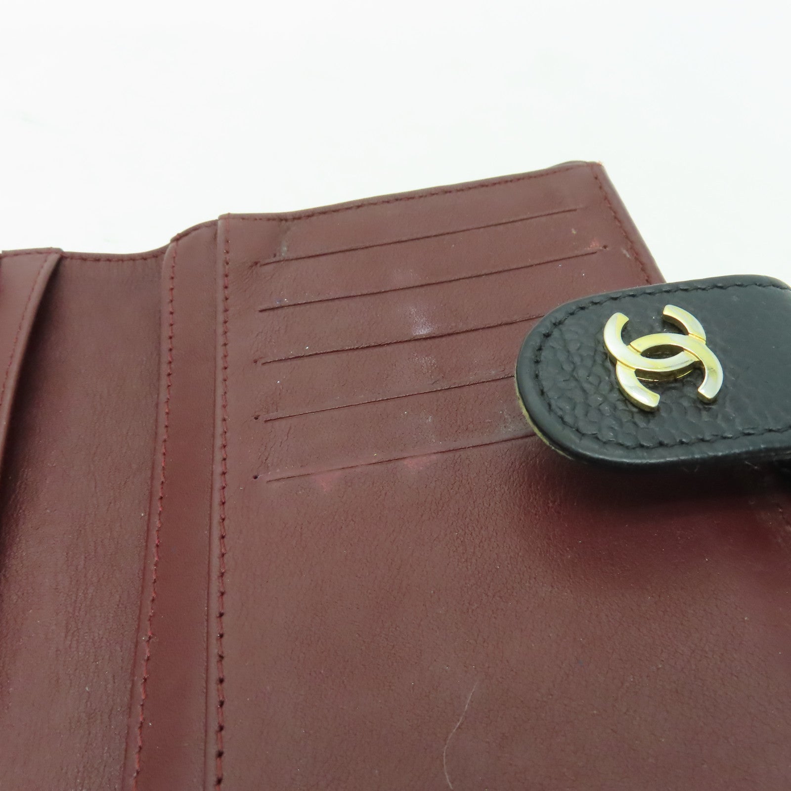 CHANEL Caviar皮革Wallet金扣錢包黑色