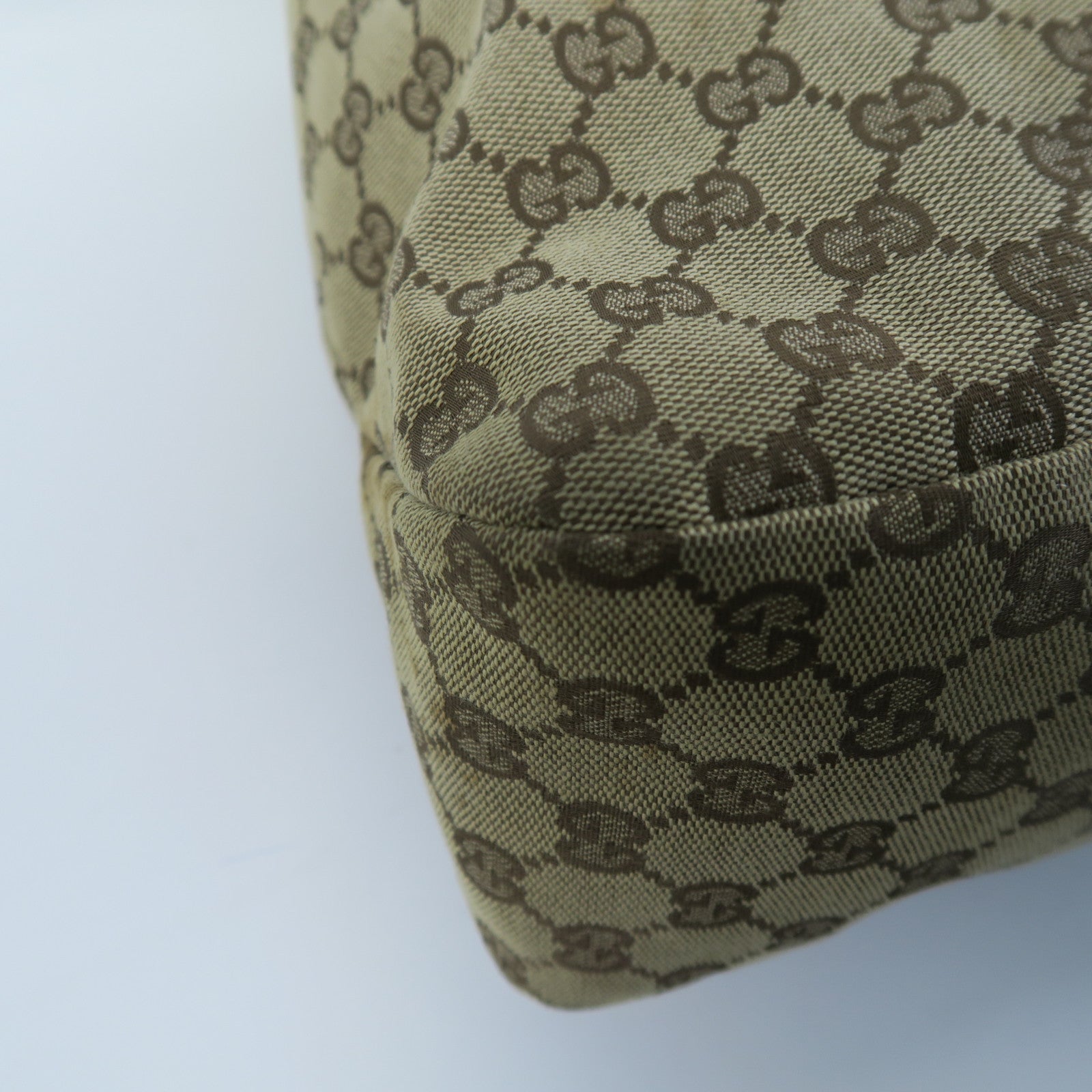 GUCCI 帆布Large Horsebit Hobo Bag金扣肩背袋啡色/綠色