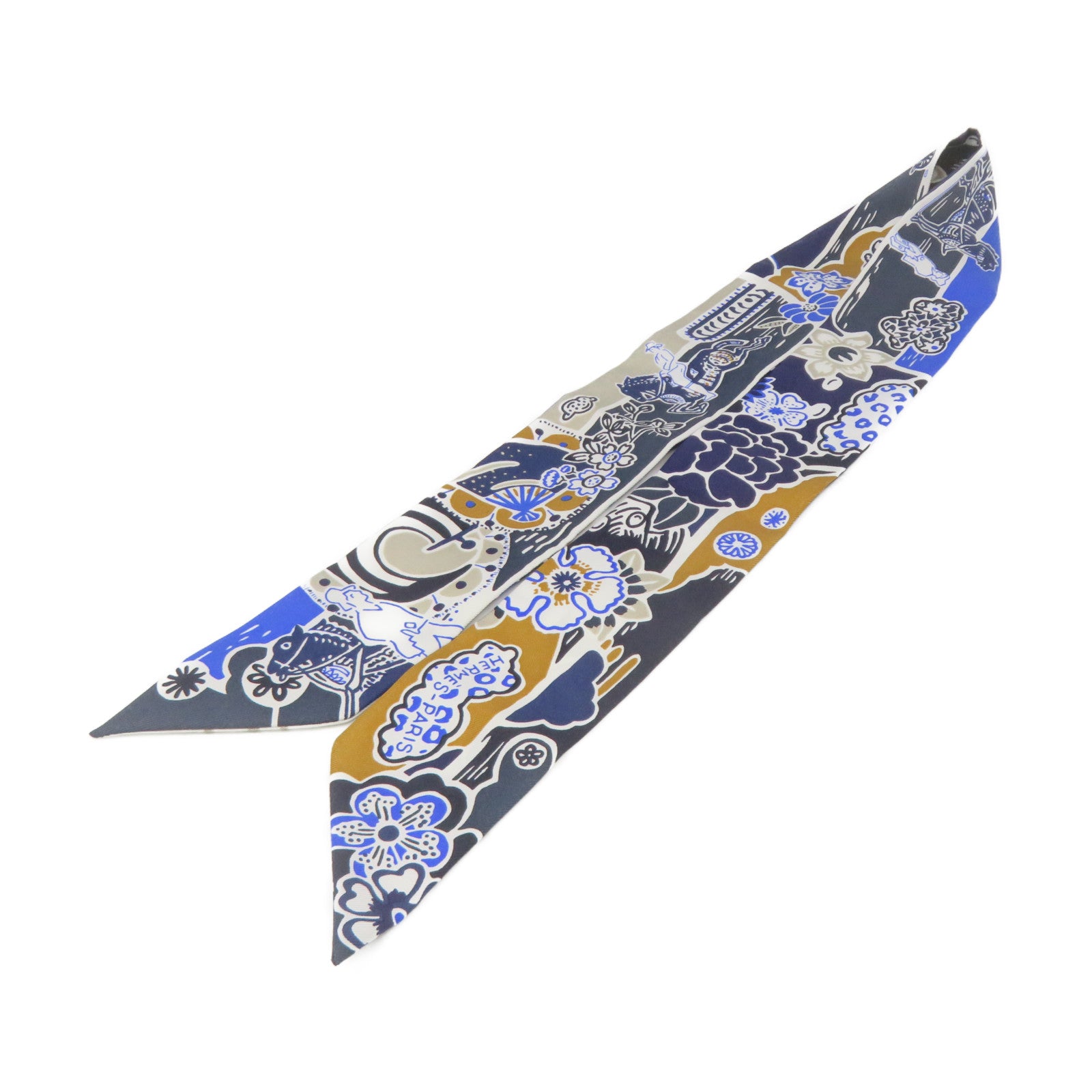 HERMES 丝质Twilly Scarf丝巾蓝色/啡色/彩色