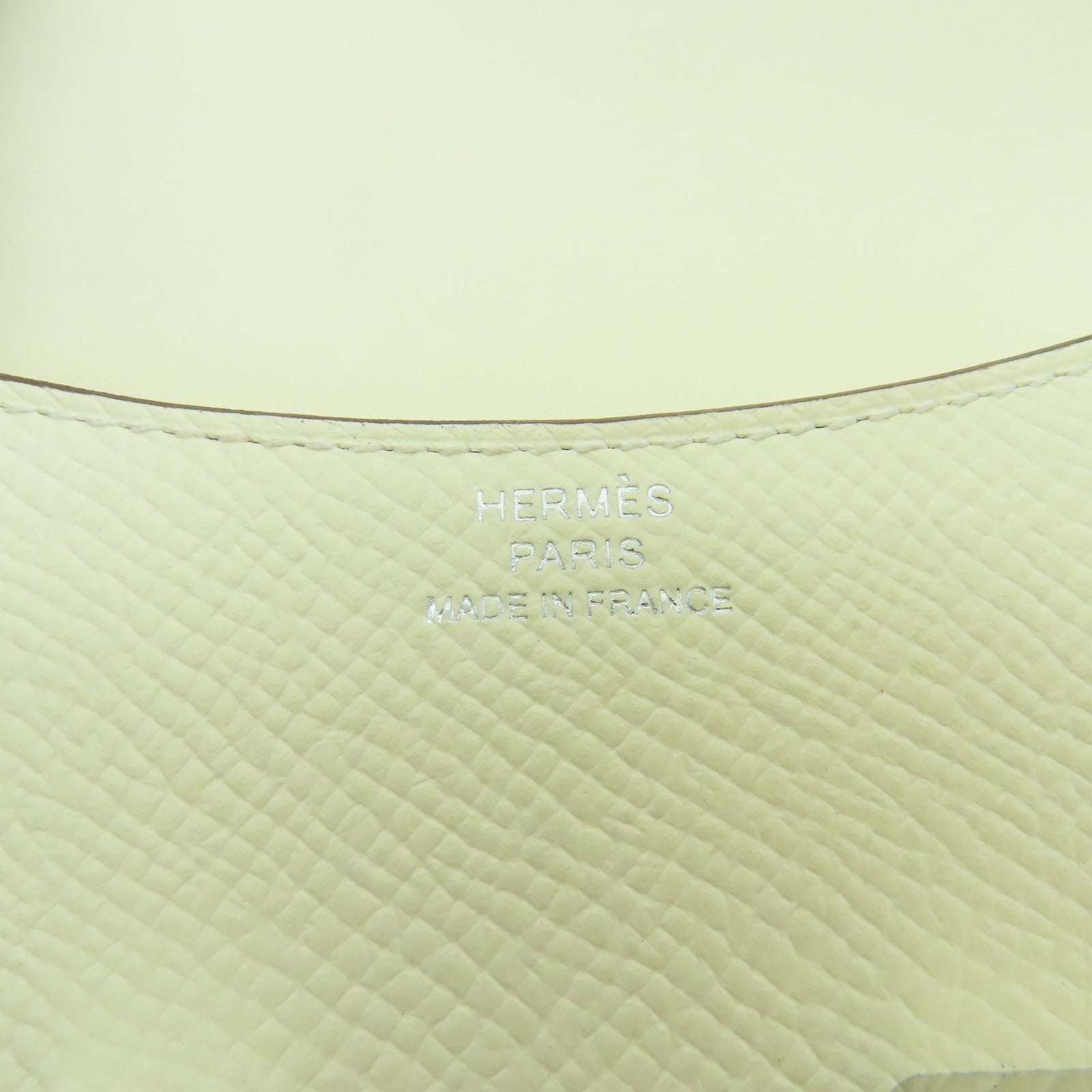 HERMES Epsom皮革Constance Slim銀扣錢包Nata白色