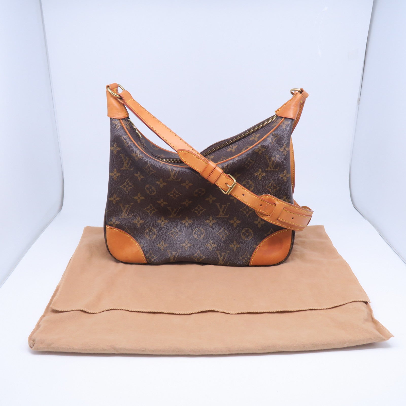 LOUIS VUITTON Monogram Boulogne金扣肩背袋棕色