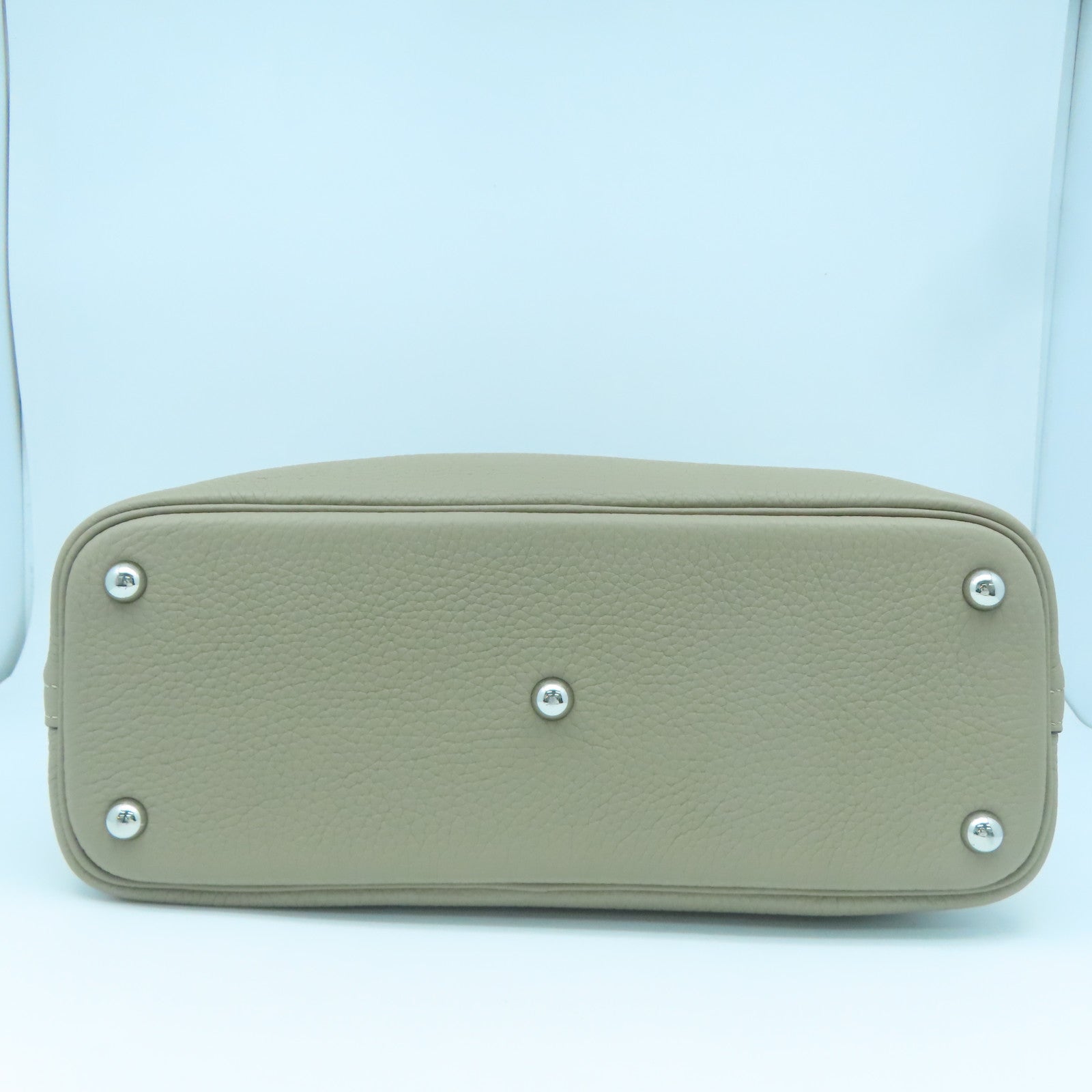 HERMES Clemence Leather Bolide 31 Silver Buckle Handle Shoulder Bag Turtledove Gray