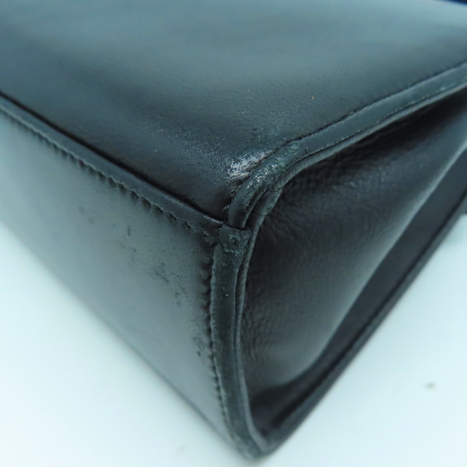 CHANEL 羊皮皮革Handbag金扣手挽袋黑色