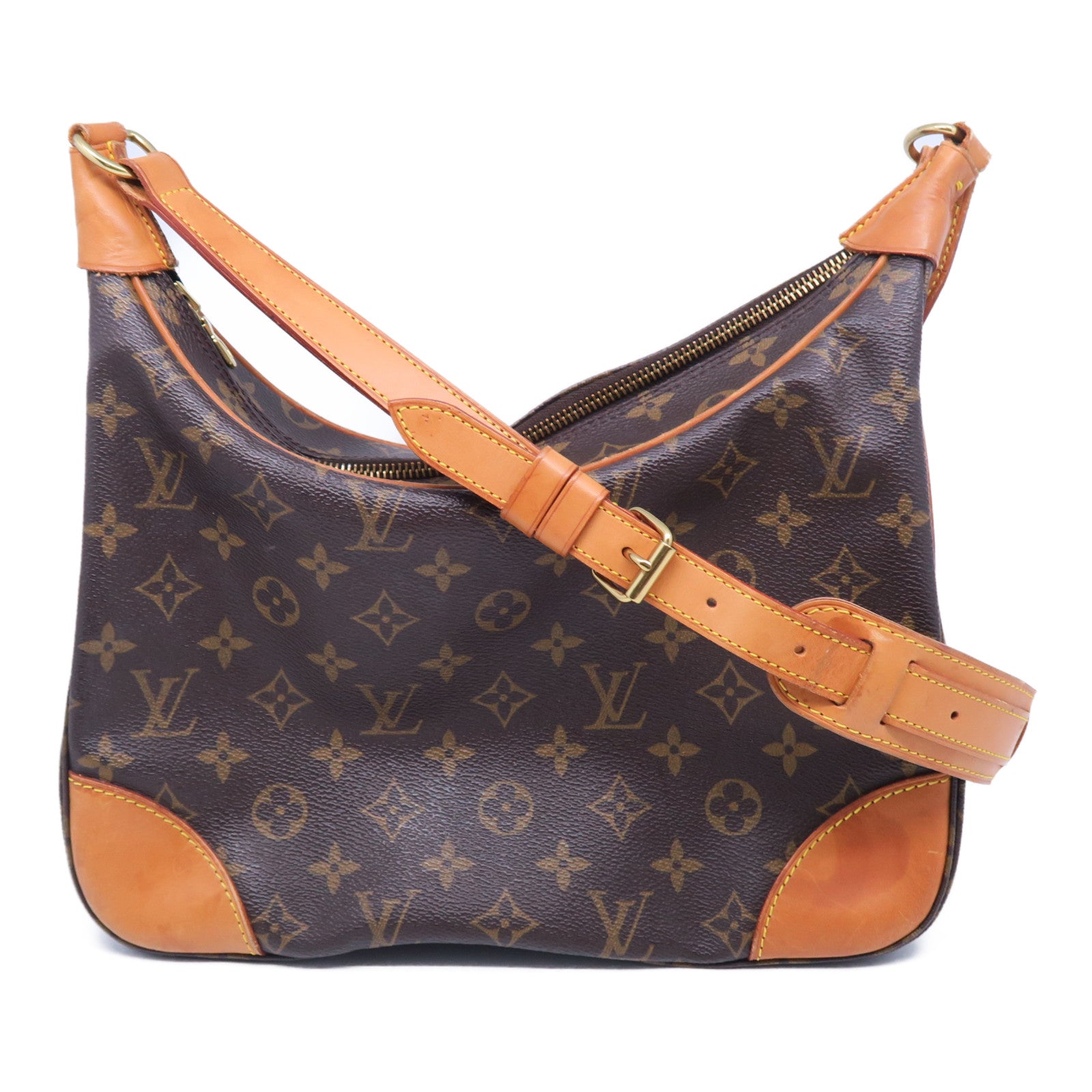 LOUIS VUITTON Monogram Boulogne金扣肩背袋棕色