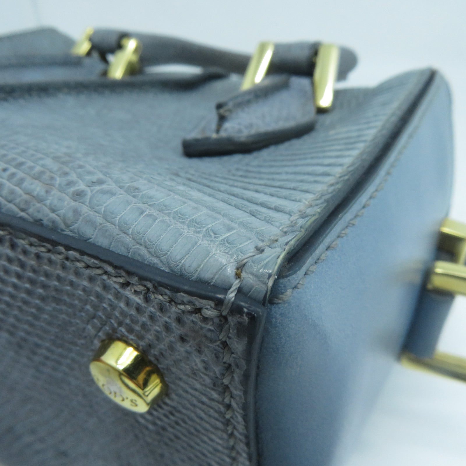 TOD’S 牛皮皮革2 Way Shoulder金扣手挽肩背兩用袋藍色