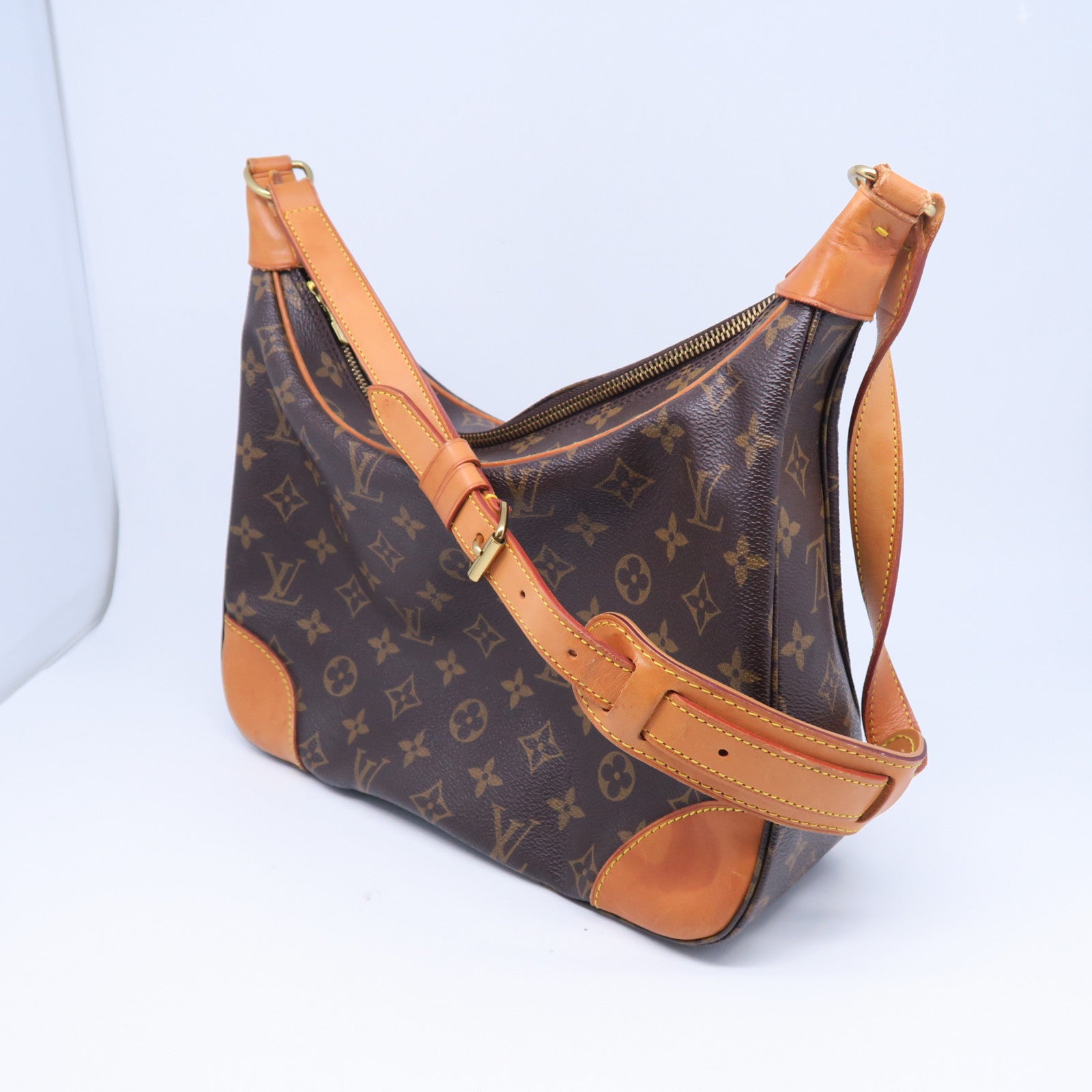 LOUIS VUITTON Monogram Boulogne金扣肩背袋棕色