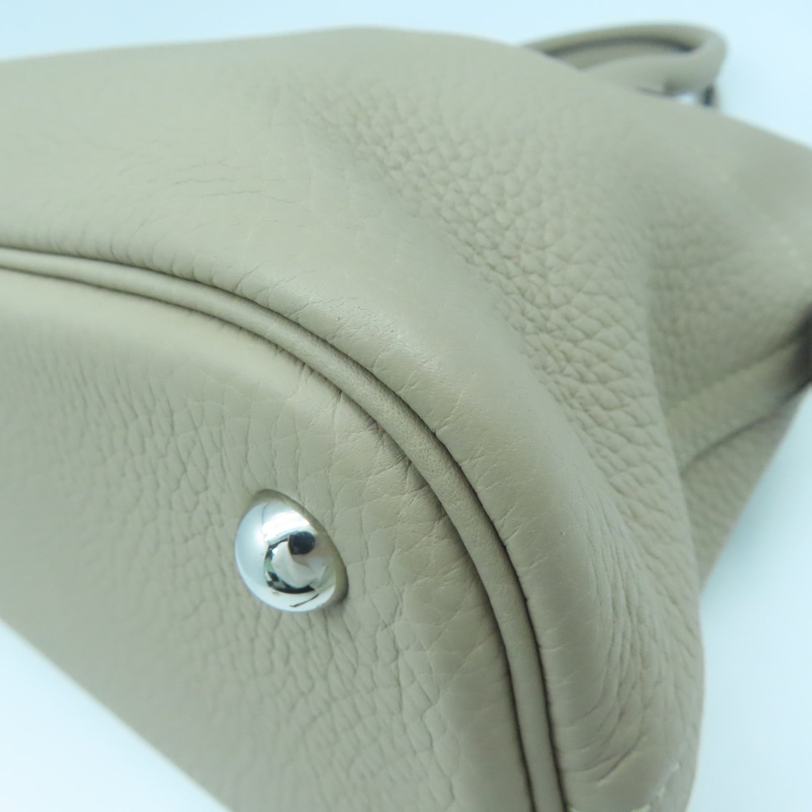HERMES Clemence Leather Bolide 31 Silver Buckle Handle Shoulder Bag Turtledove Gray
