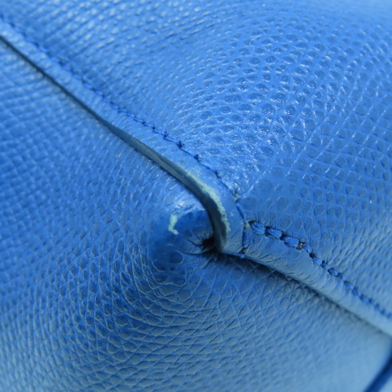CELINE cowhide leather Shoulder Bag gold buckle shoulder bag blue
