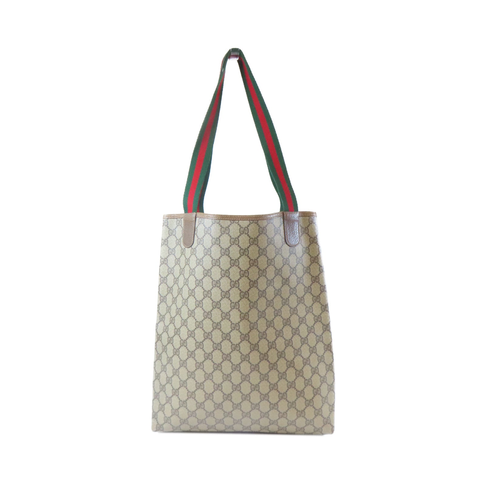 GUCCI 塗層帆布Tote Bag金扣手挽袋棕色