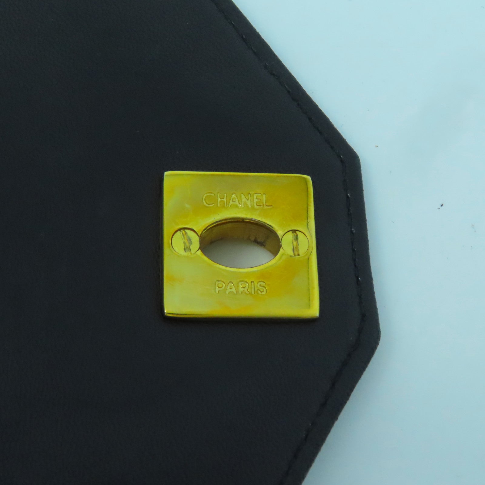 CHANEL 羊皮皮革Handbag金扣手挽袋黑色