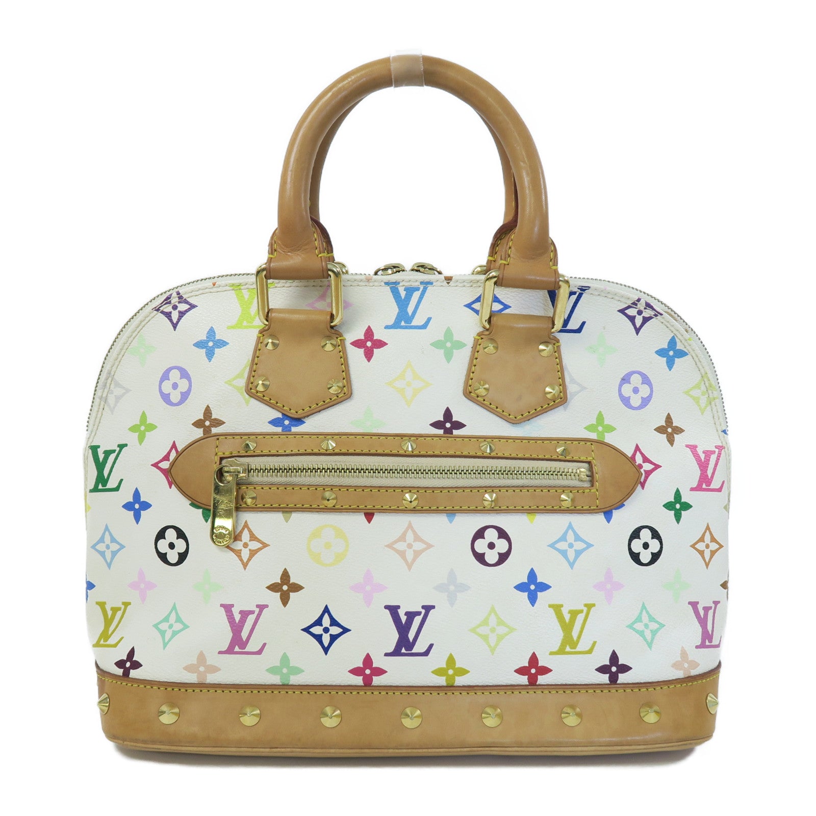 LOUIS VUITTON Monogram Multicolore Alma金扣手挽袋白色/彩色
