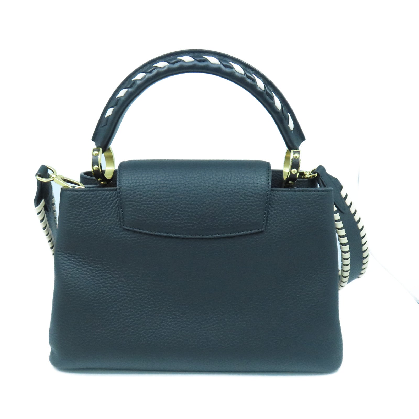 LOUIS VUITTON Taurillon皮革Parnassea Capucines PM金扣手挽肩背兩用袋黑色