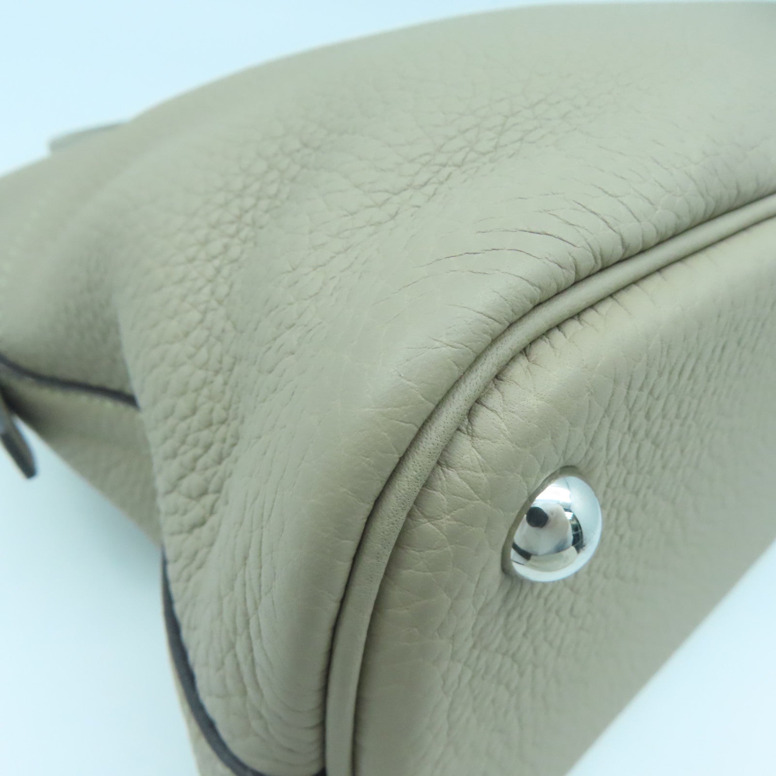 HERMES Clemence Leather Bolide 31 Silver Buckle Handle Shoulder Bag Turtledove Gray