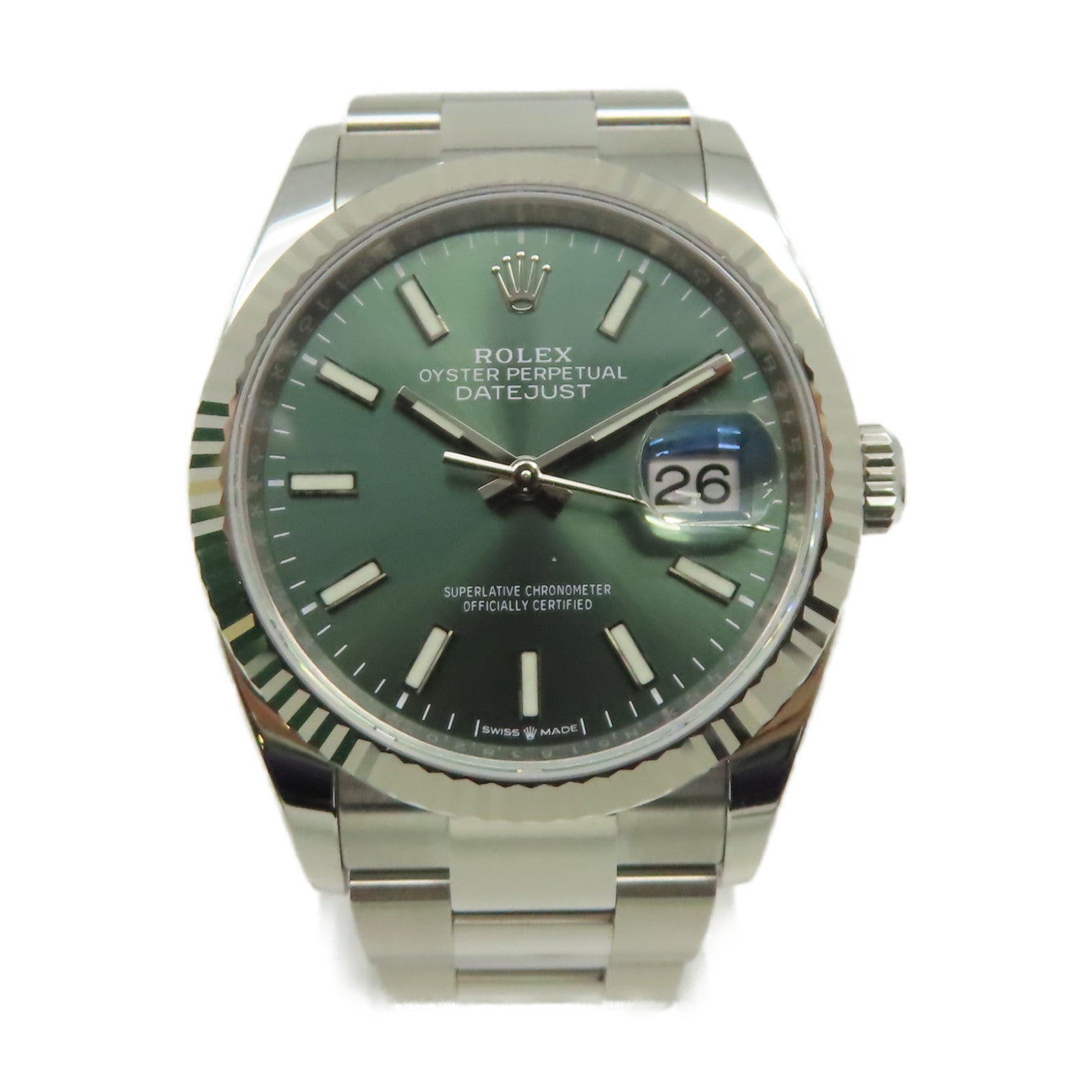 ROLEX Datejust 36mm 18K白金/不鏽鋼手錶自動機芯綠色
