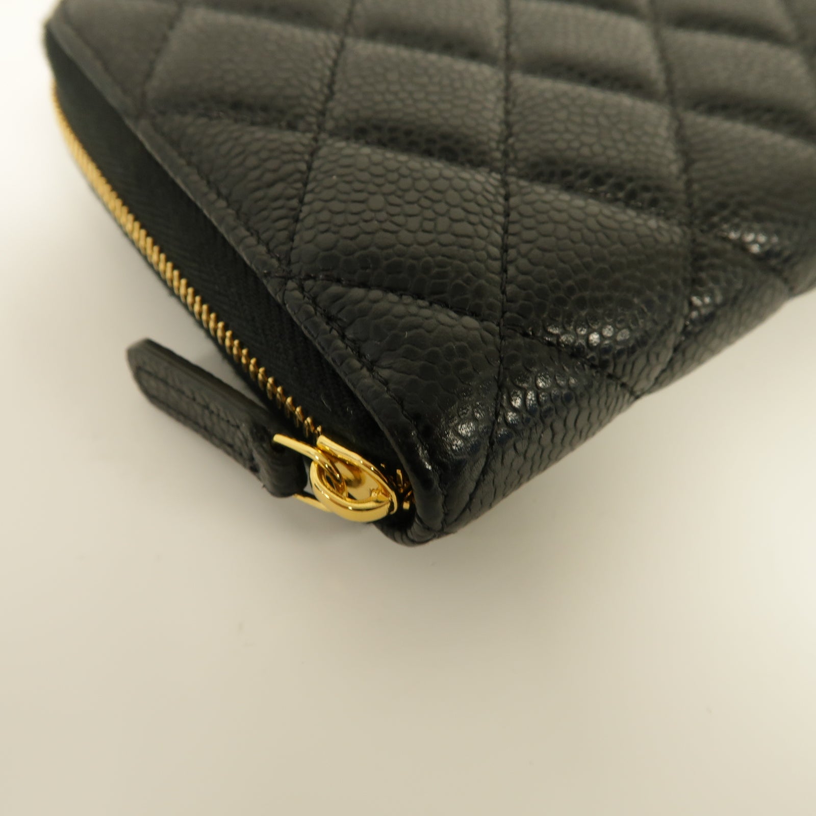 CHANEL 菱格Caviar皮革Long Zipped Wallet金扣長錢包黑色