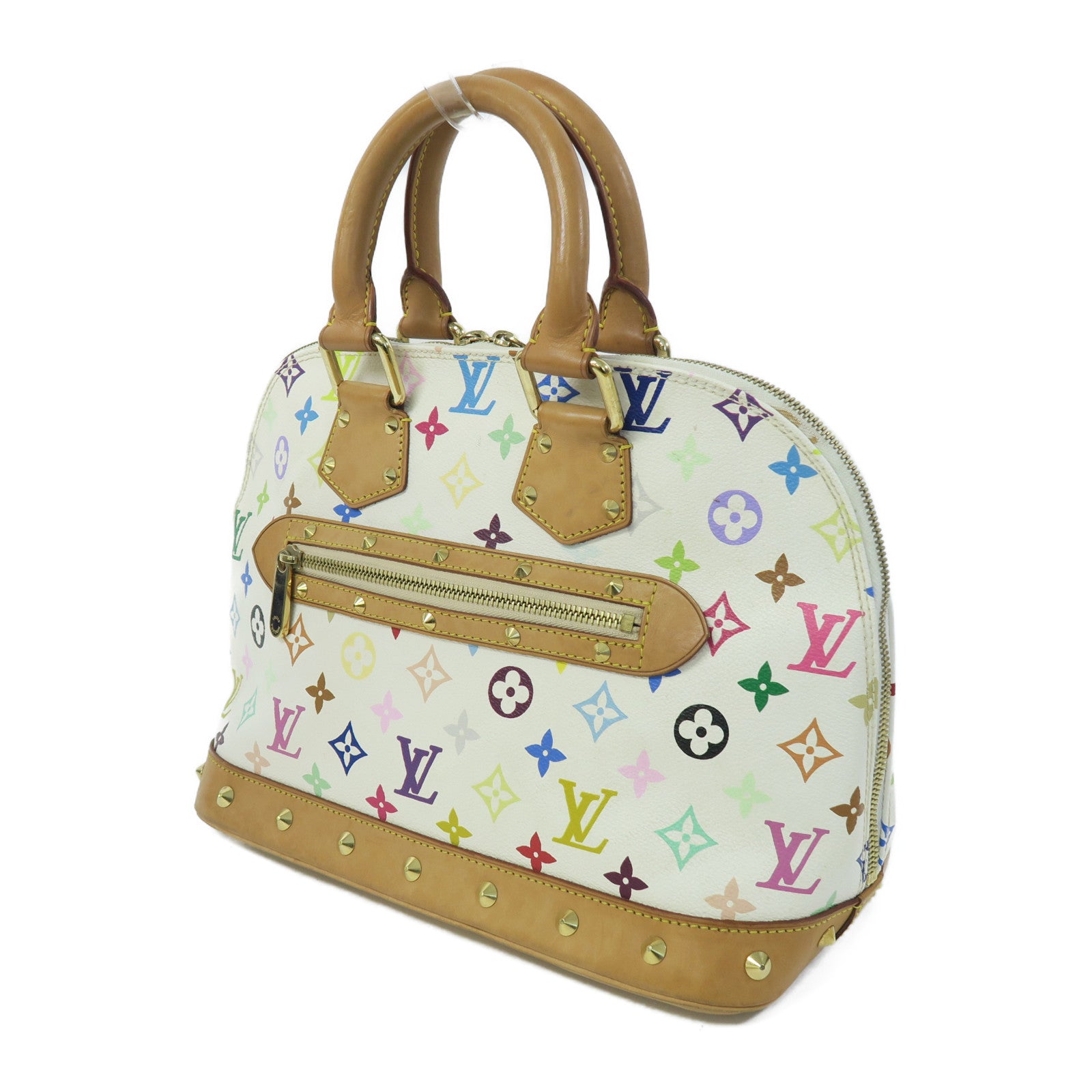 LOUIS VUITTON Monogram Multicolore Alma金扣手挽袋白色/彩色