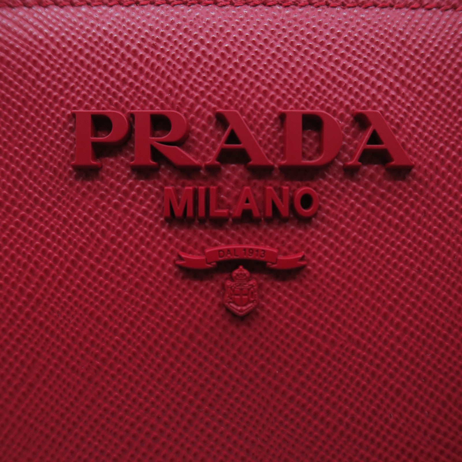 PRADA 牛皮皮革Monochome 2 Way Bag金扣手挽肩背兩用袋紅色