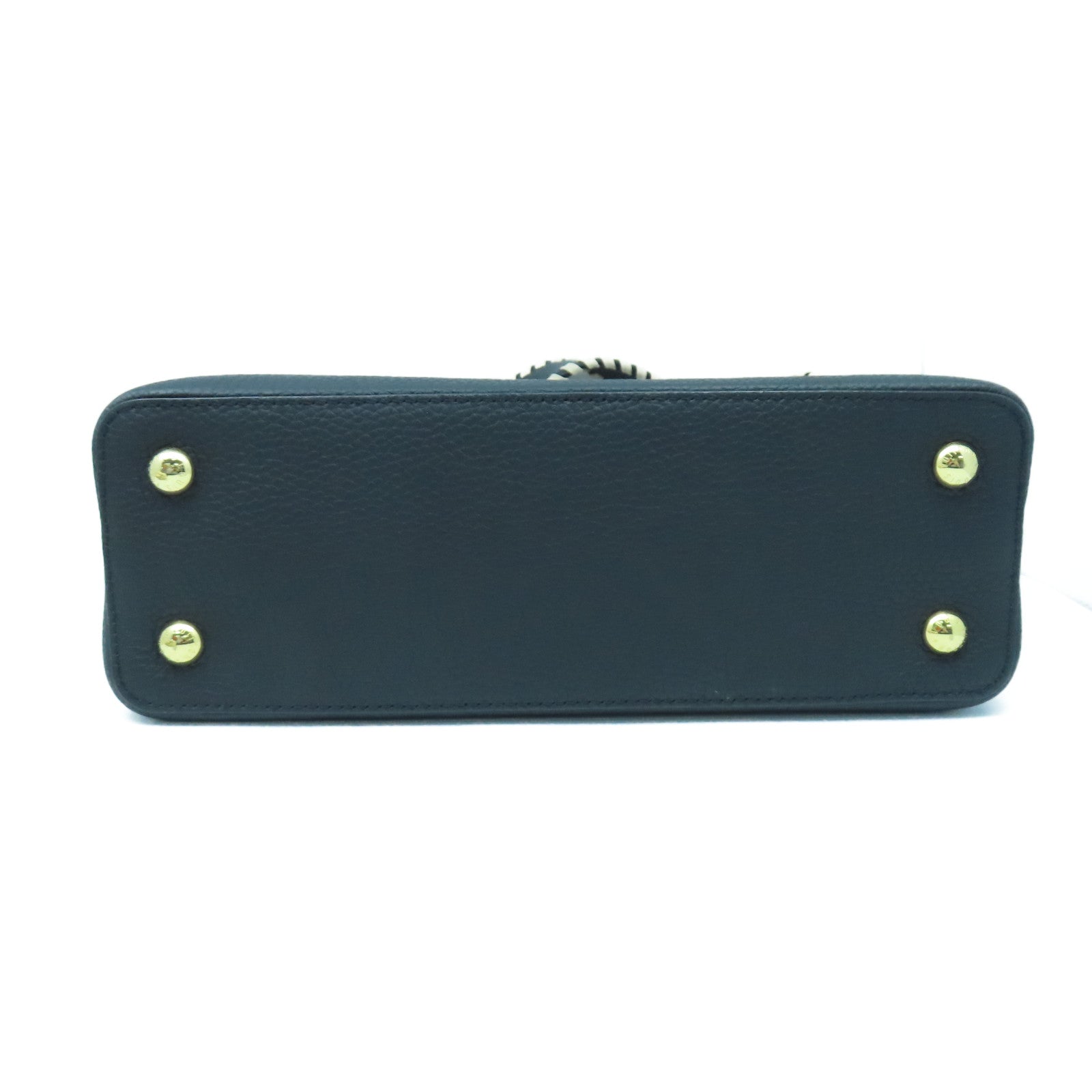 LOUIS VUITTON Taurillon皮革Parnassea Capucines PM金扣手挽肩背兩用袋黑色