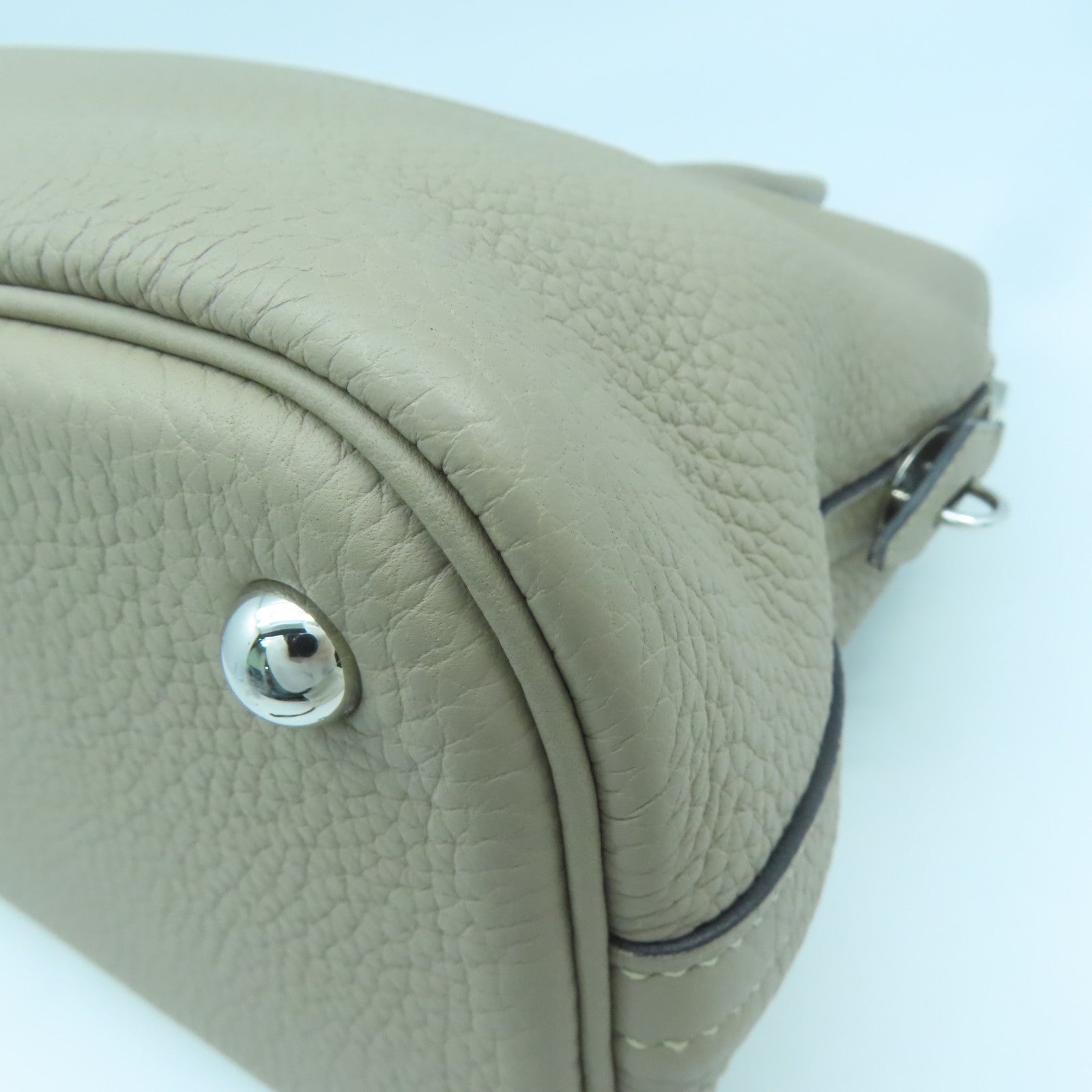HERMES Clemence Leather Bolide 31 Silver Buckle Handle Shoulder Bag Turtledove Gray