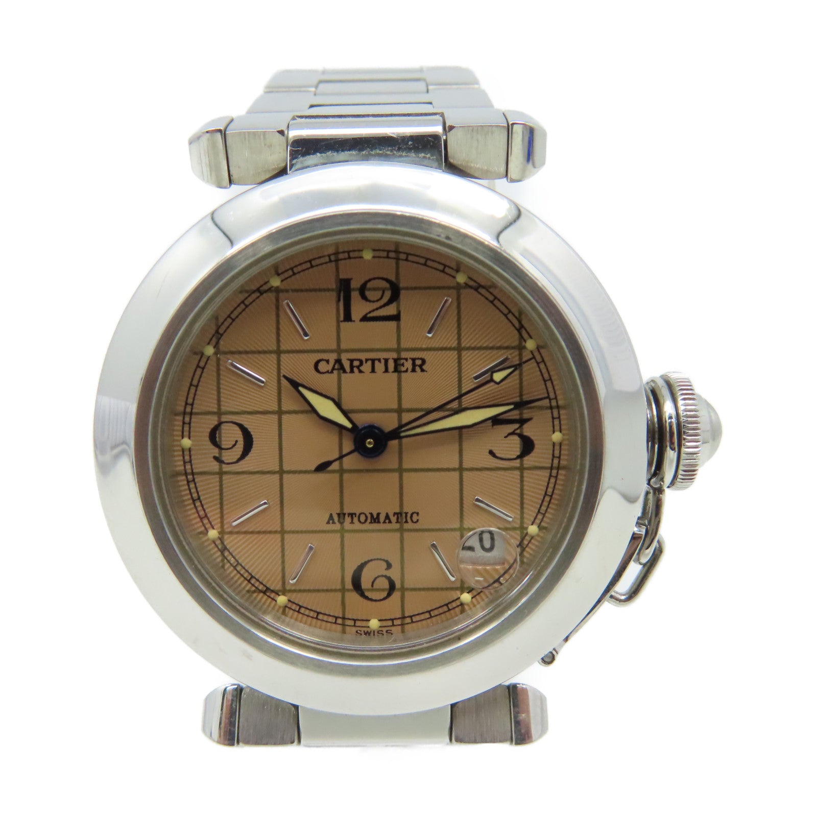 CARTIER Pasha Watch不鏽鋼自動機芯手錶淺啡色/銀色