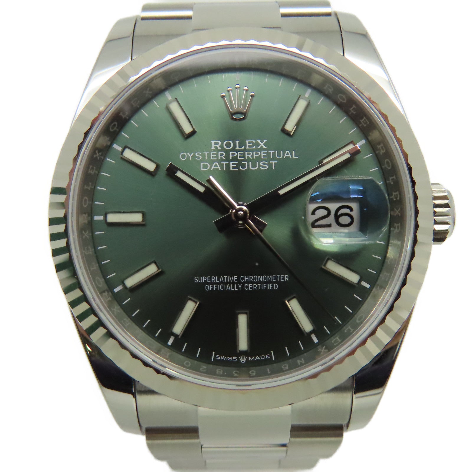 ROLEX Datejust 36mm 18K白金/不鏽鋼手錶自動機芯綠色