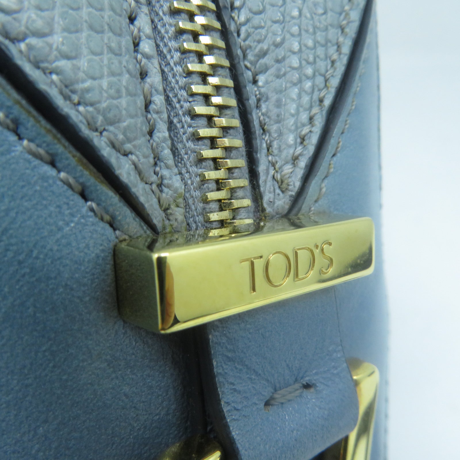 TOD’S 牛皮皮革2 Way Shoulder金扣手挽肩背兩用袋藍色